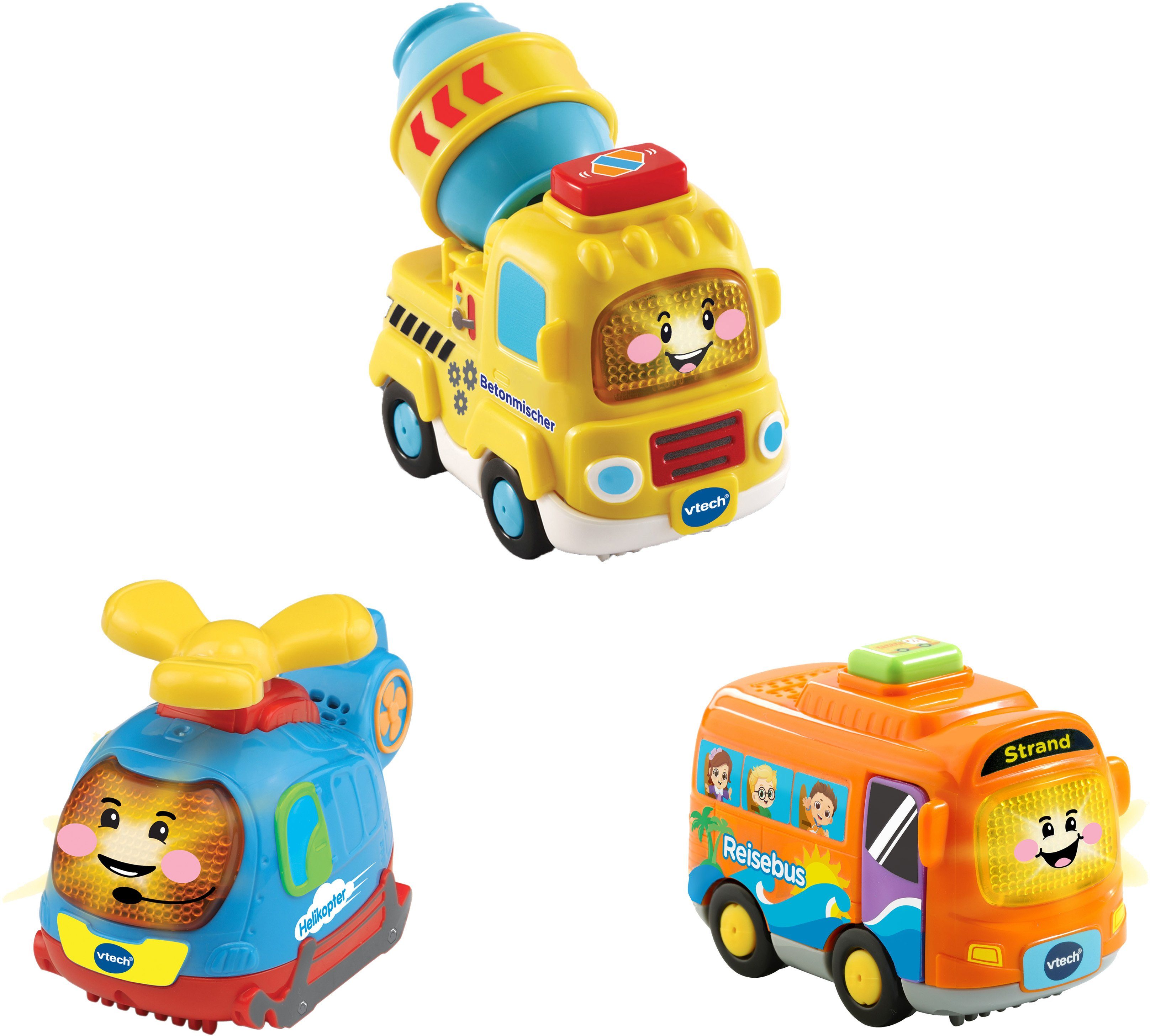 Spielzeug-Auto Flitzer, Helikopter, Vtech® 3er-Set Tut Reisebus, Baby Tut Betonmischer