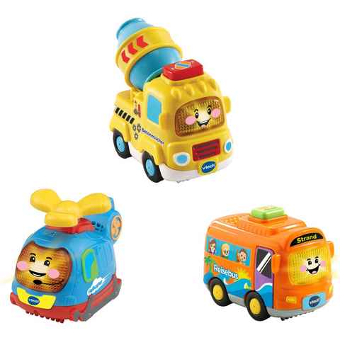 Vtech® Spielzeug-Auto Tut Tut Baby Flitzer, 3er-Set Reisebus, Helikopter, Betonmischer