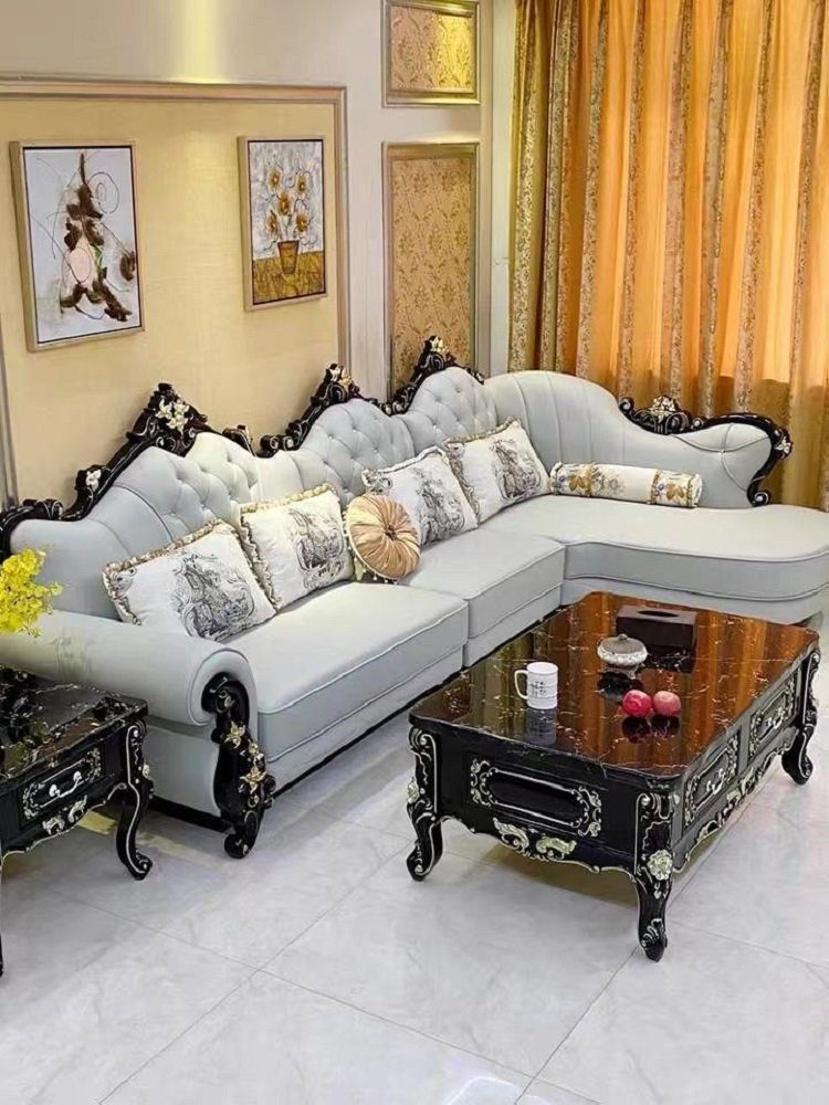 JVmoebel Ecksofa Klassisches Weißes Chesterfield Ecksofa L-Form Couch Art déco Neu, Made in Europe