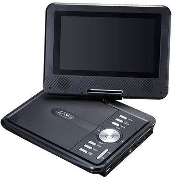 Reflexion DVD7002N Portabler DVD-Player (eingebauter Akku, AV-IN, AV-Out, USB, SD-Slot, 12V Auto-Adapter)
