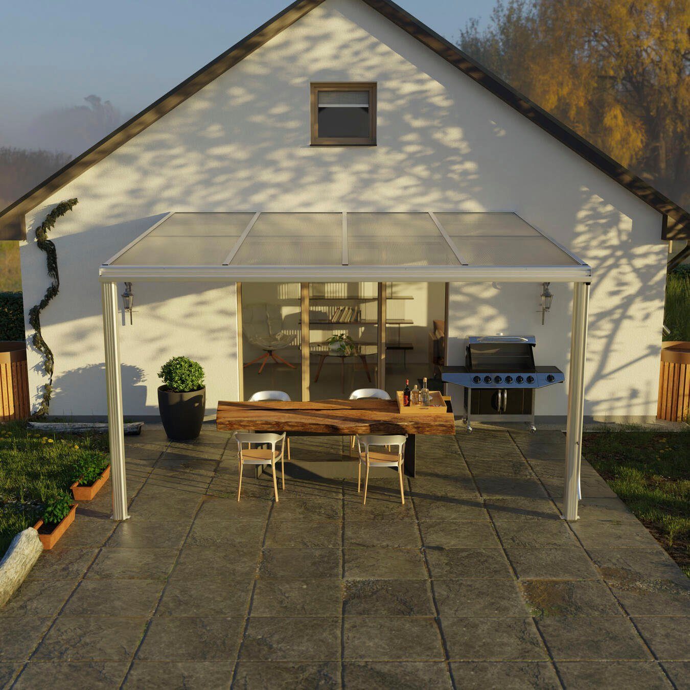 Beckmann Terrassendach Exklusiv Gr. 6, BxT: 407x321,7 cm, Bedachung Doppelstegplatten