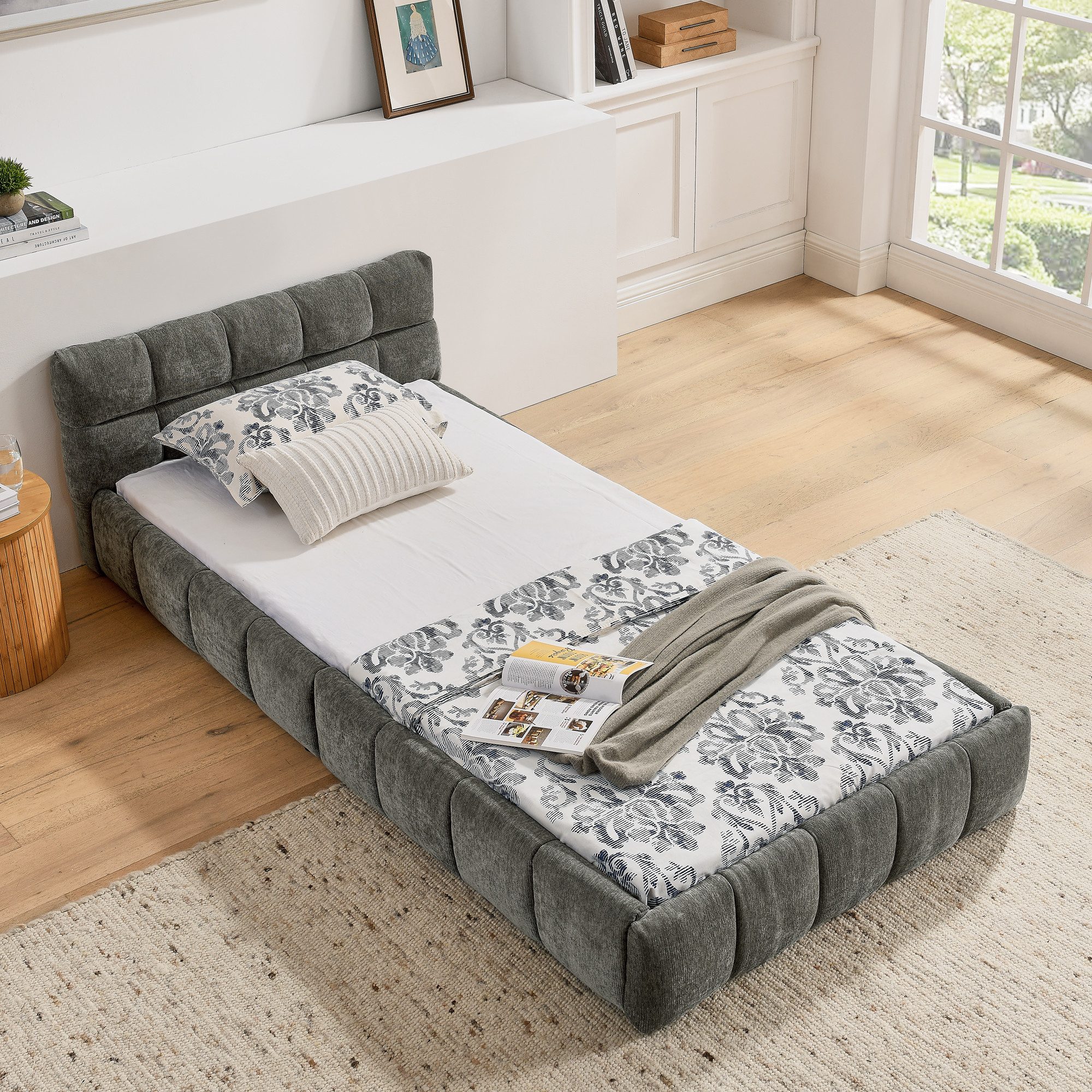 Odikalo Polsterbett Doppelbett Einzelbett, Chenille (90x200 / 140x200 / 160 günstig online kaufen