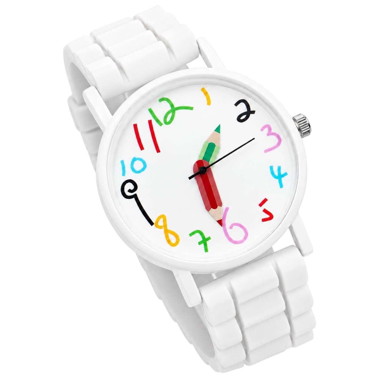 Taffstyle Quarzuhr Kinderuhr Lernuhr bunte Zahlen analoge Armbanduhr mit Silikonarmband, (Kinderuhr für Mädchen und Jungen mit bunten Zahlen analoge Armbanduhr mit Silikonarmband), Geschenkidee für Kinder