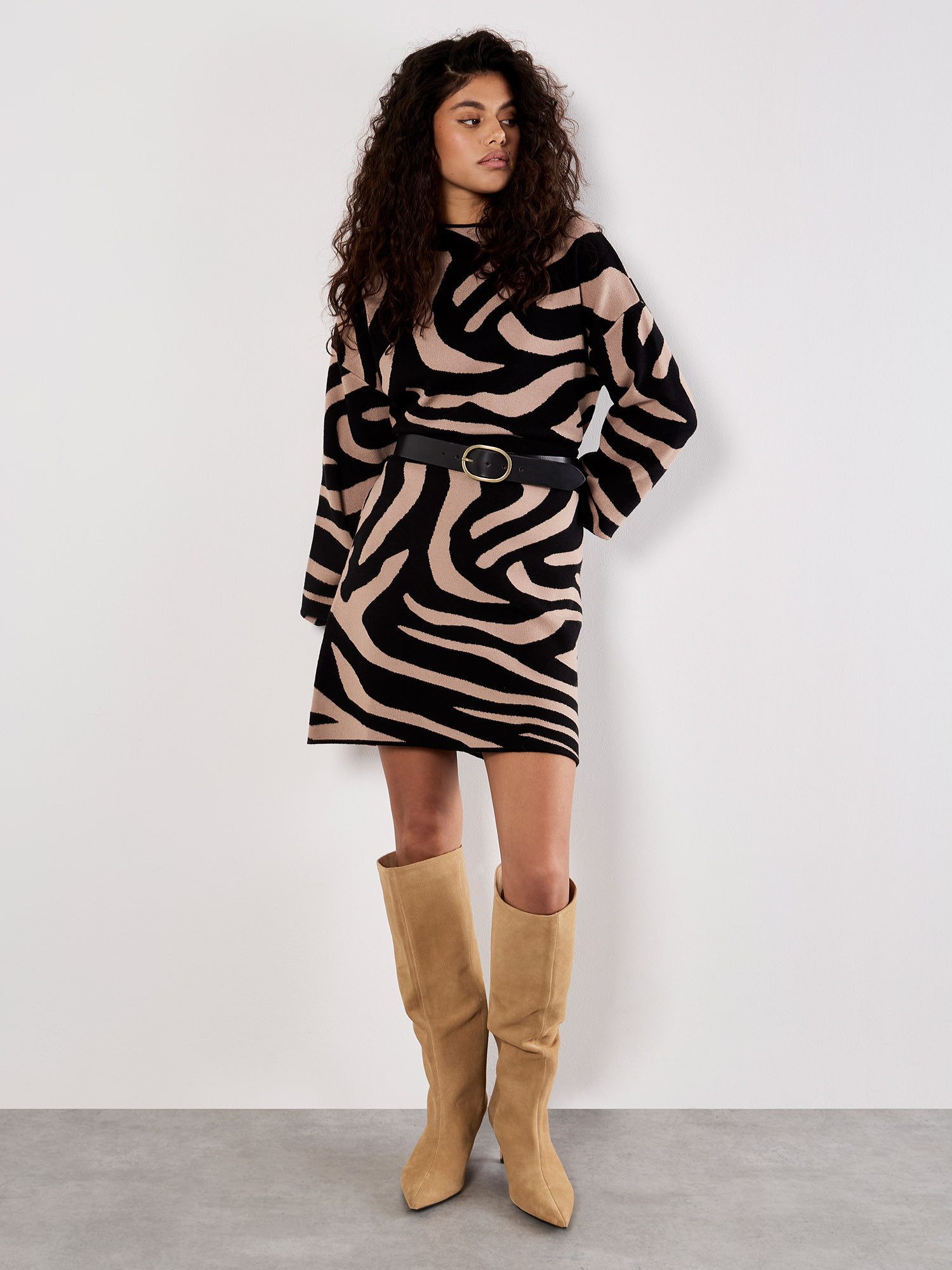 Apricot Minirock Strickrock mit Zebramuster günstig online kaufen