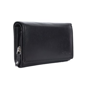 SHG Geldbörse ⌂ Damen Lederbörse Portemonnaie Geldbeutel schwarz, Münzfach, Reißverschluss, Kreditkartenfächer, RFID Schutz