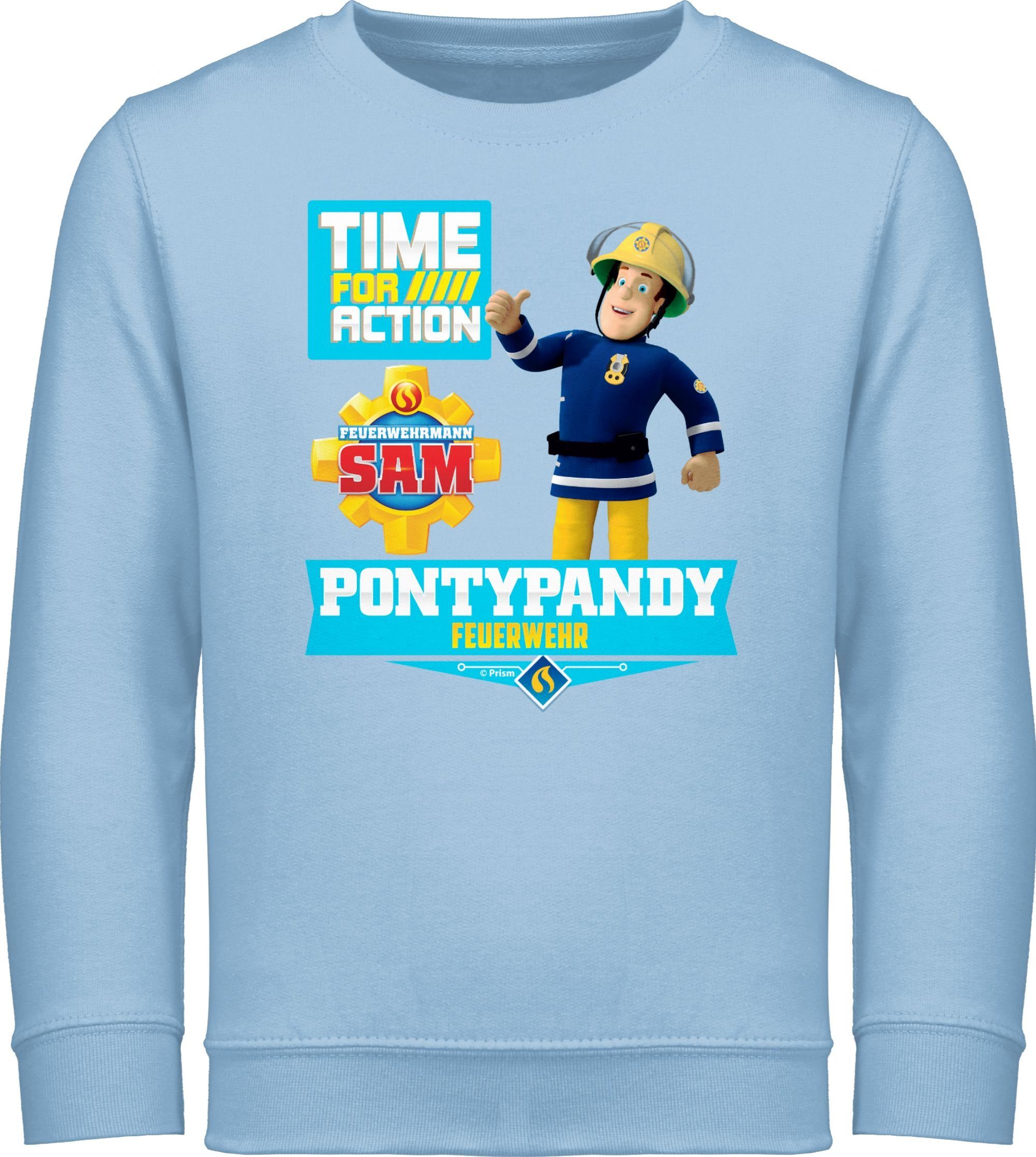 Shirtracer Sweatshirt Time for action - Pontypandy Feuerwehr Feuerwehrmann Sam Jungen 3 Hellblau