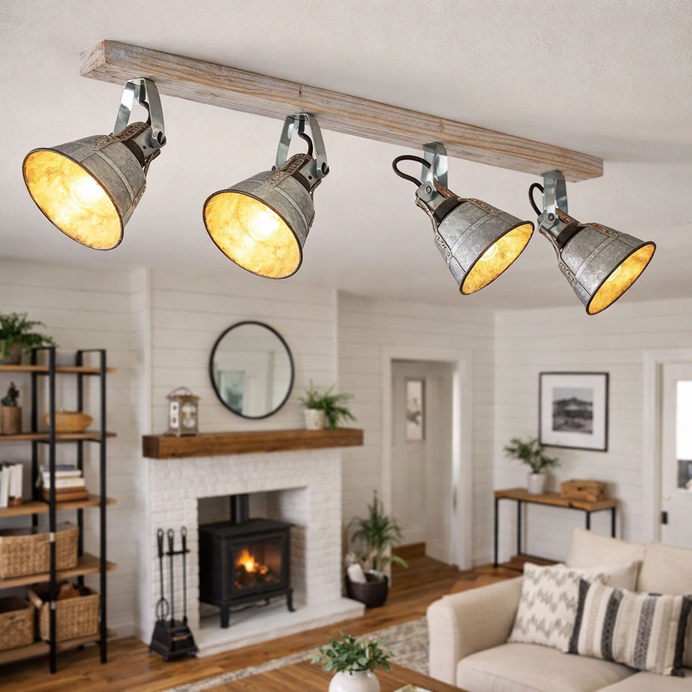 GLOBO LIGHTING LED Deckenspot, Leuchtmittel inklusive, Warmweiß, VINTAGE Decken Lampe Ess Zimmer Beleuchtung Spot Leuchte