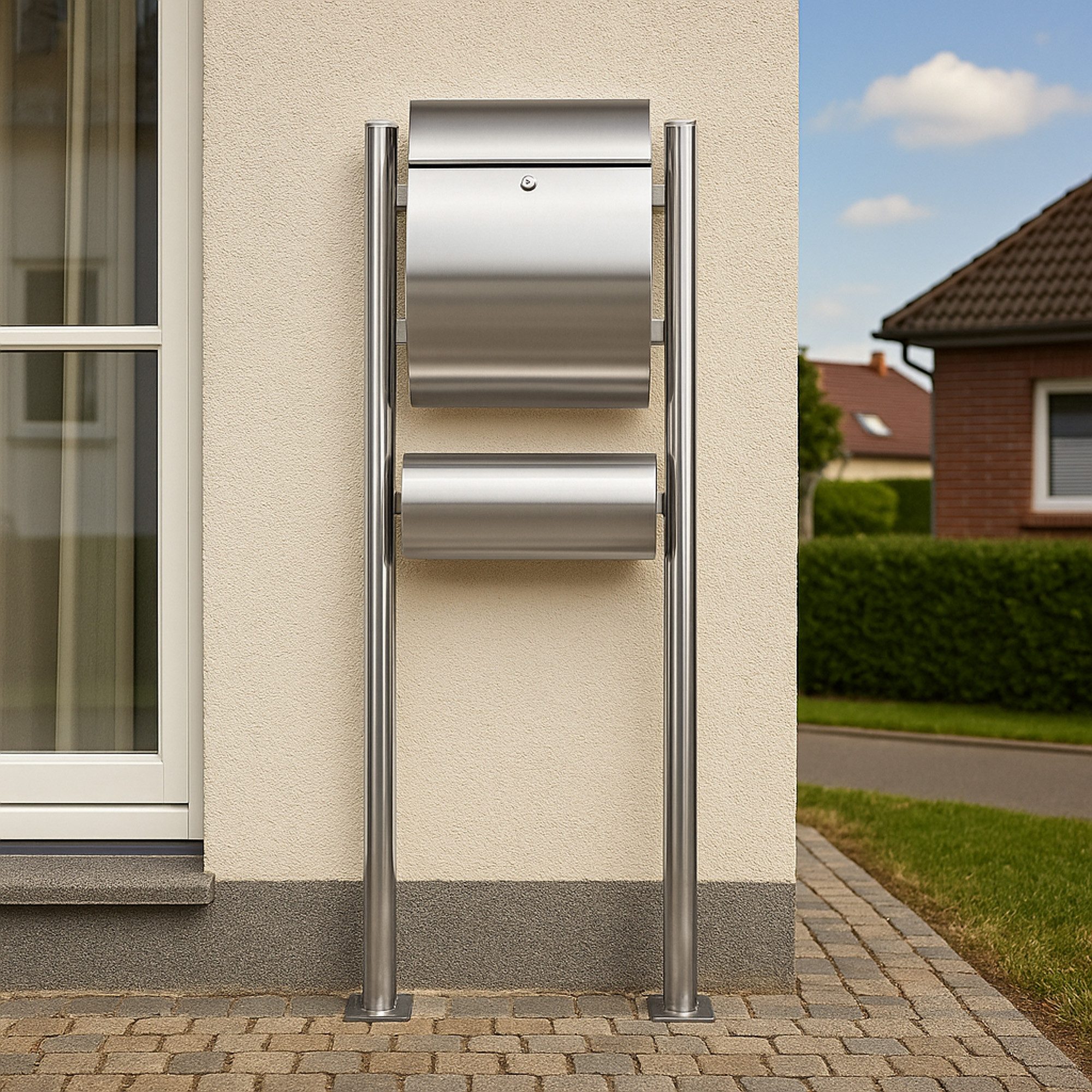 Zelsius Standbriefkasten Edelstahl Doppelrohr Standbriefkasten abschließbar günstig online kaufen