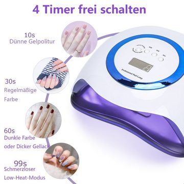 Clanmacy Lichthärtungsgerät 168W Nageltrockner LED UV Nagellampe Nail Lampe Nagellacktrockner, 10 Sekunden Hochgeschwindigkeitstrocknung