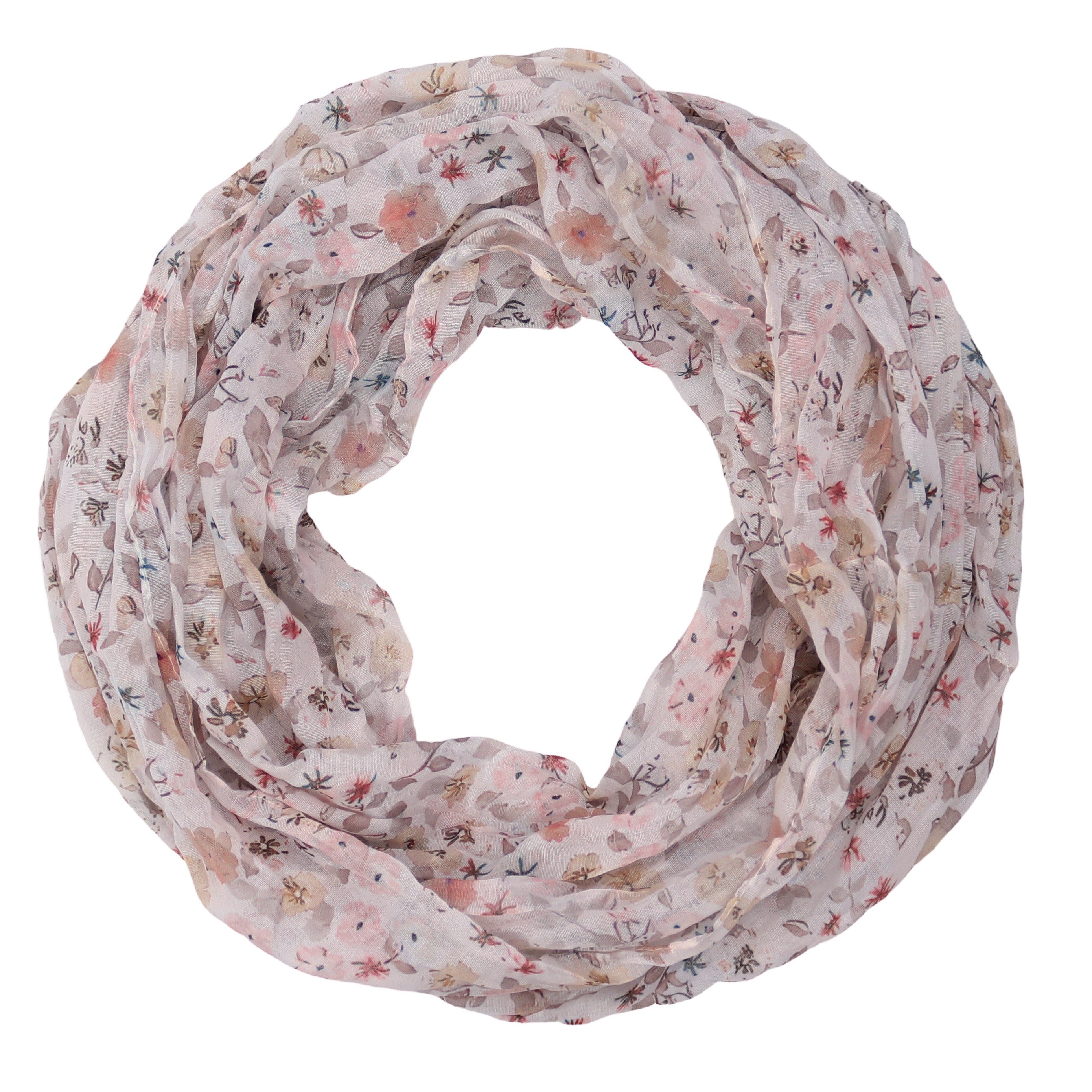 MIRROSI Loop Damen Schal mit Blümchen Muster, Weich, Schlauchschal, (ca.45x75cm, zweimal um den Hals wickelbar), Damen Halstuch ideal für Frühling, Sommer oder Herbst