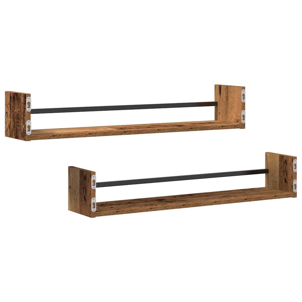 vidaXL Regal Wandregal 2 stk. Altholz 80 x 16 x 14 cm, 2-tlg. – Bild 5 von 5