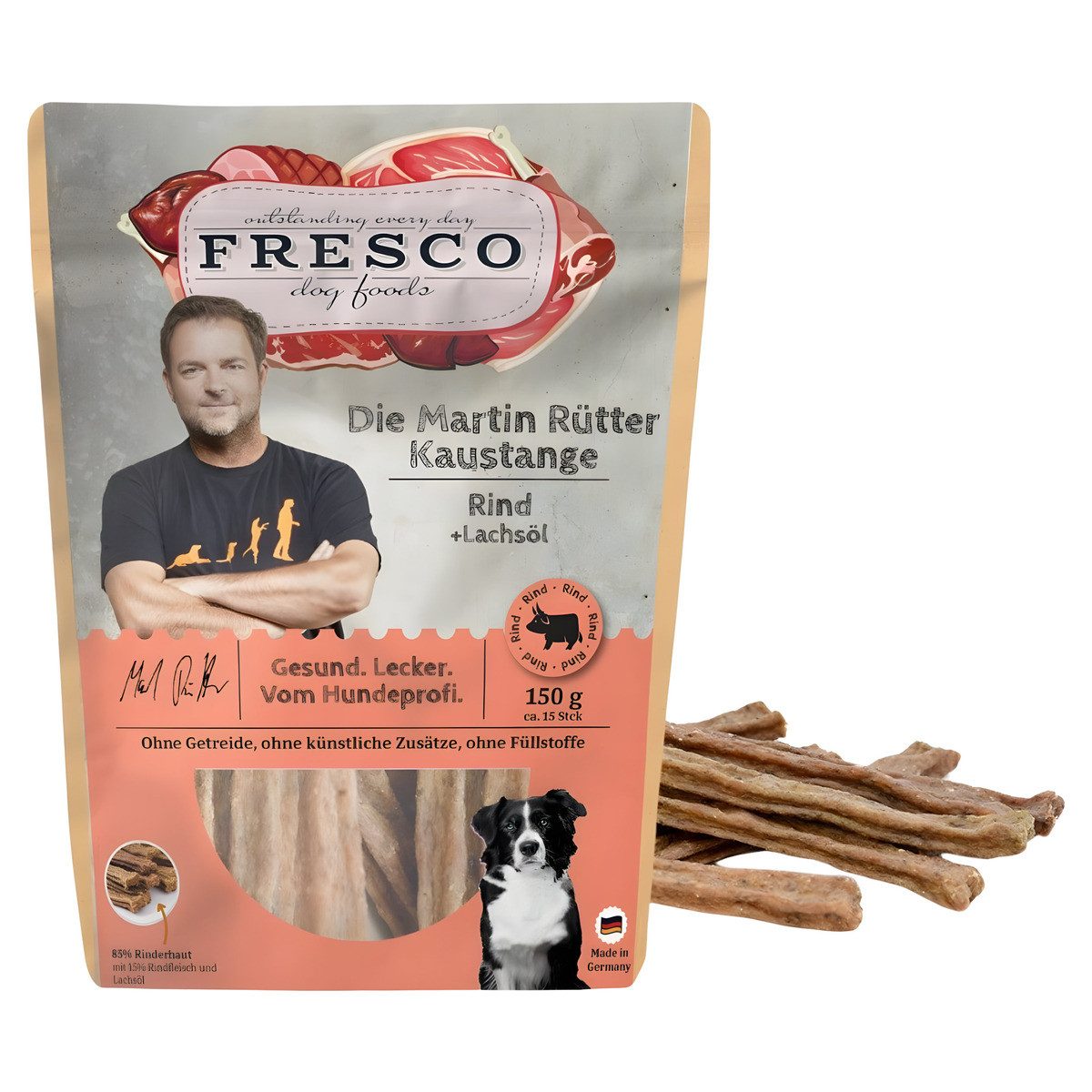 Fresco Dog Martin Rütter Kaustange mit Rind und Lachsöl 150 g, Snack für: Hund