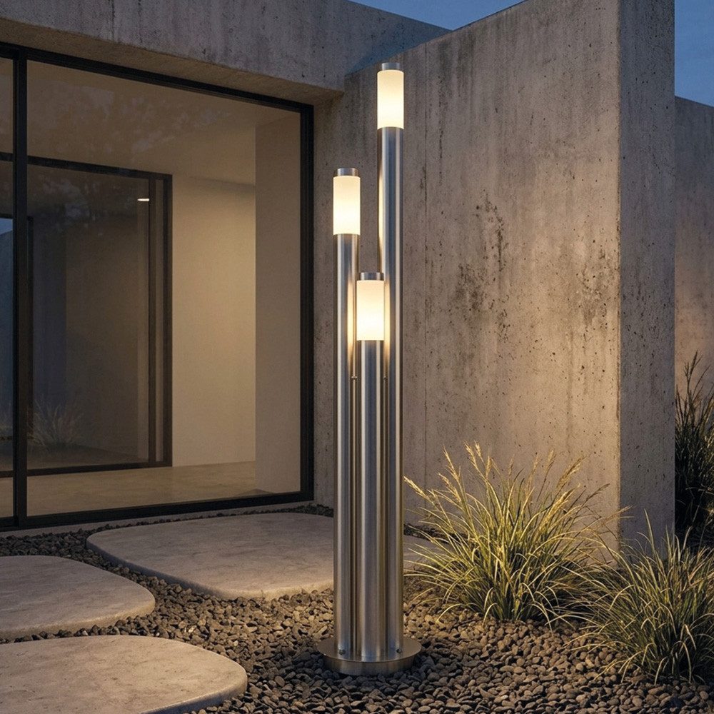 GLOBO LIGHTING LED Außen-Stehlampe, Leuchtmittel inklusive, Warmweiß, Wegeleuchten Außen Edelstahl LED Stehleuchte Außen groß