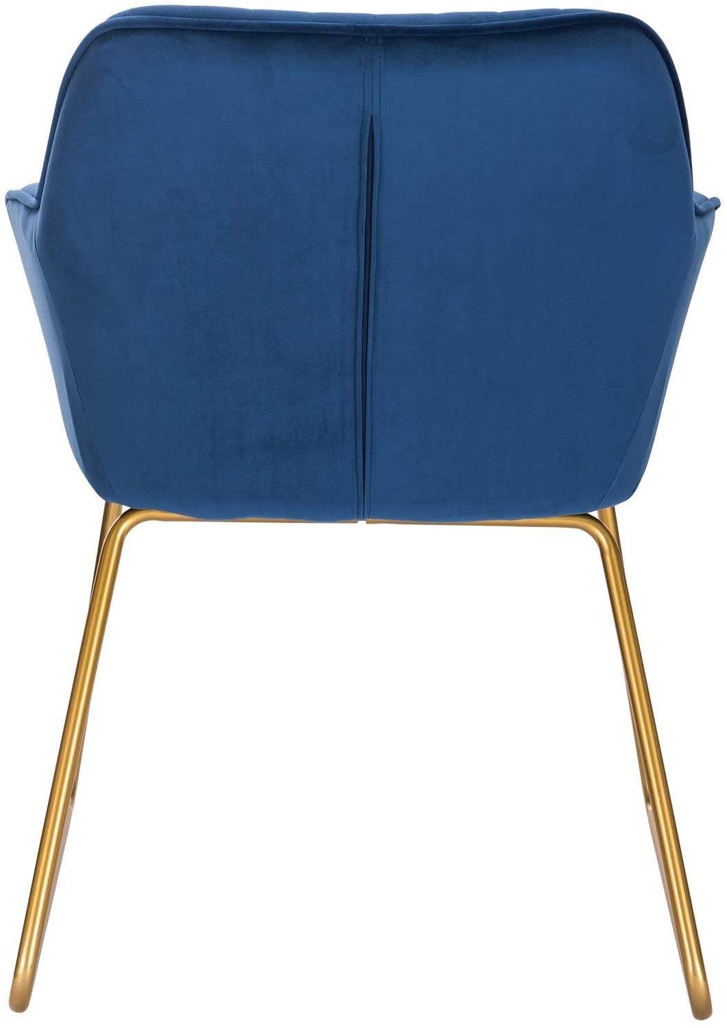 Woltu Polsterstuhl Gold Beine aus (4 St), Blau Metall Esszimmerstuhl Samt aus