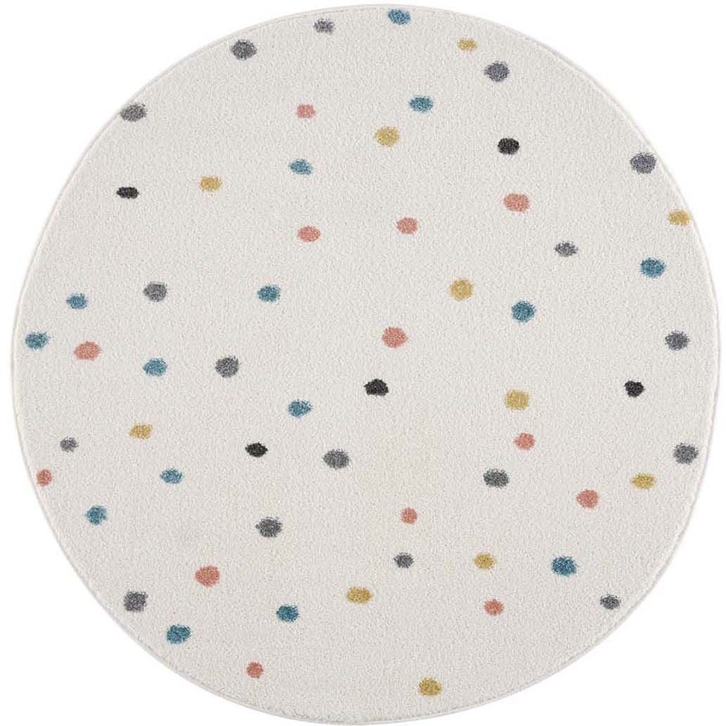 Carpet City Kinderteppich Anime9396, rund, Höhe: 11 mm, Spielteppich, Bunte Punkte, Weicher Flor, Pflegeleicht, Kinderzimmer