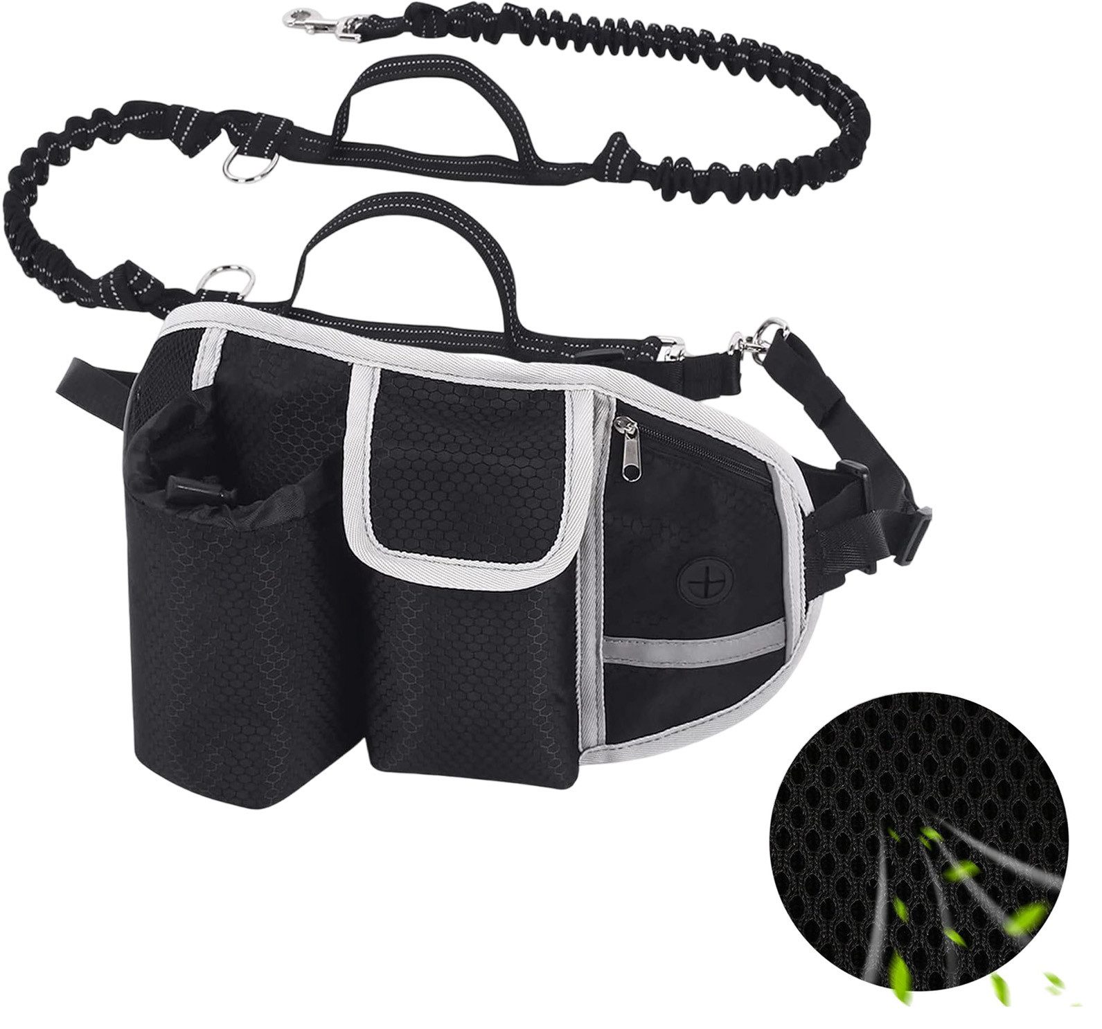 REDOM Joggingleine Gürtelleine Hands-Free Hundeleine Laufleine für Hunde, Oxford-Stoff (Laufgurt Laufleine mit Elastischer Pufferleine Bungee und reflektierendem Band, 1-tlg., verstellbar ideal für Joggen Wandern), Reflektierendem Leinen-Set für Hund bis 30kg