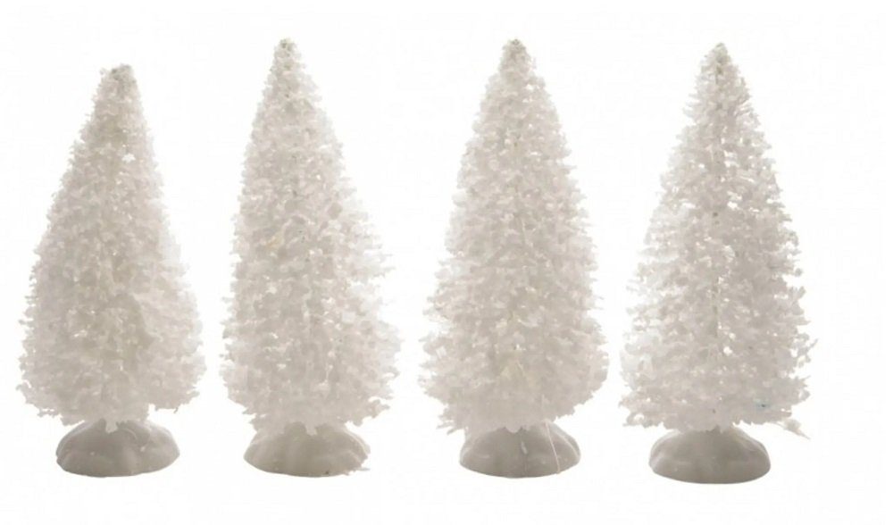 Kaemingk Künstlicher Weihnachtsbaum Kiefer Bäumchen Dekobaum weiß beschneit 10 cm 4 tlg
