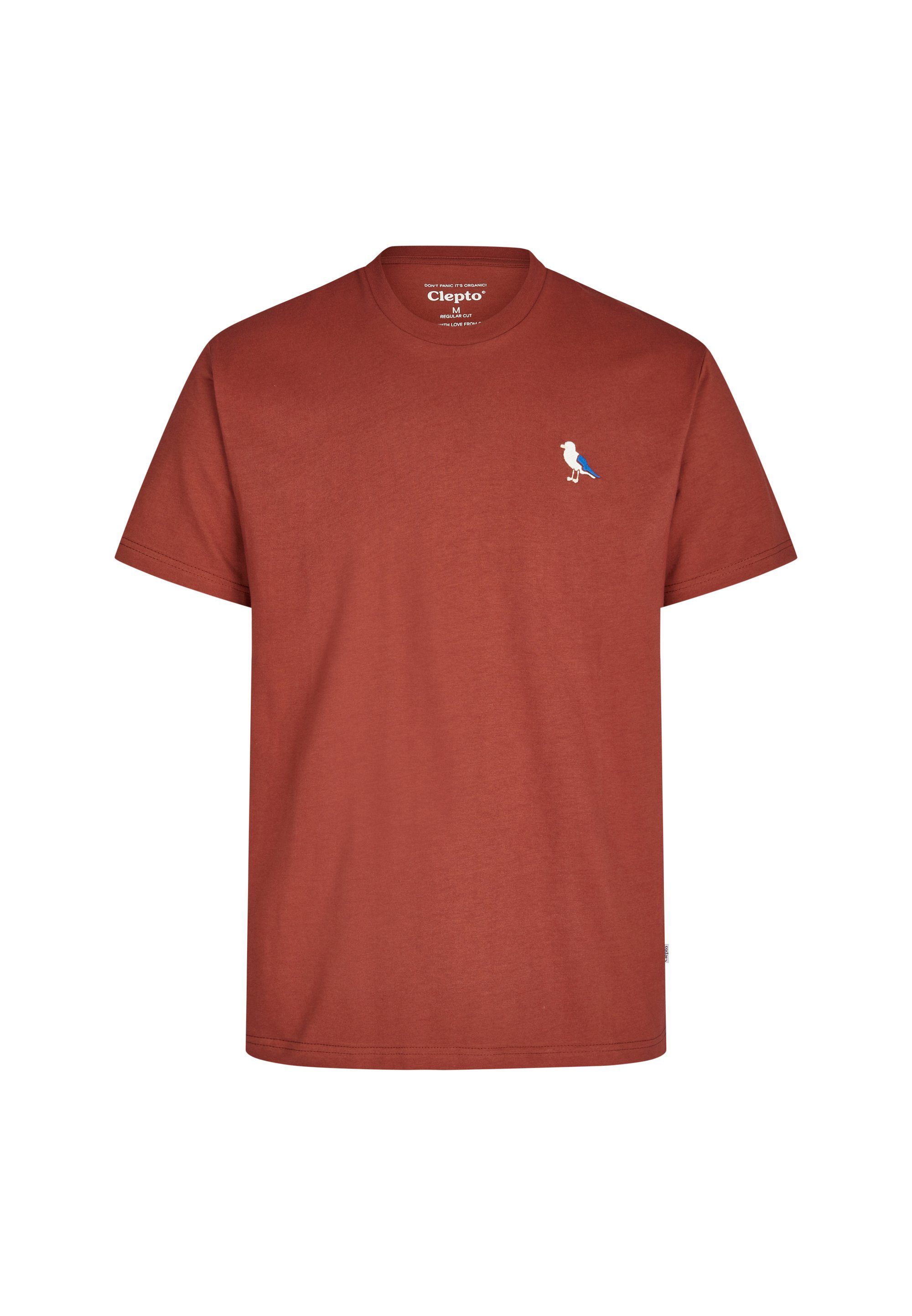 orange mit Embro Gull (1-tlg) T-Shirt Cleptomanicx Gull-Stickerei