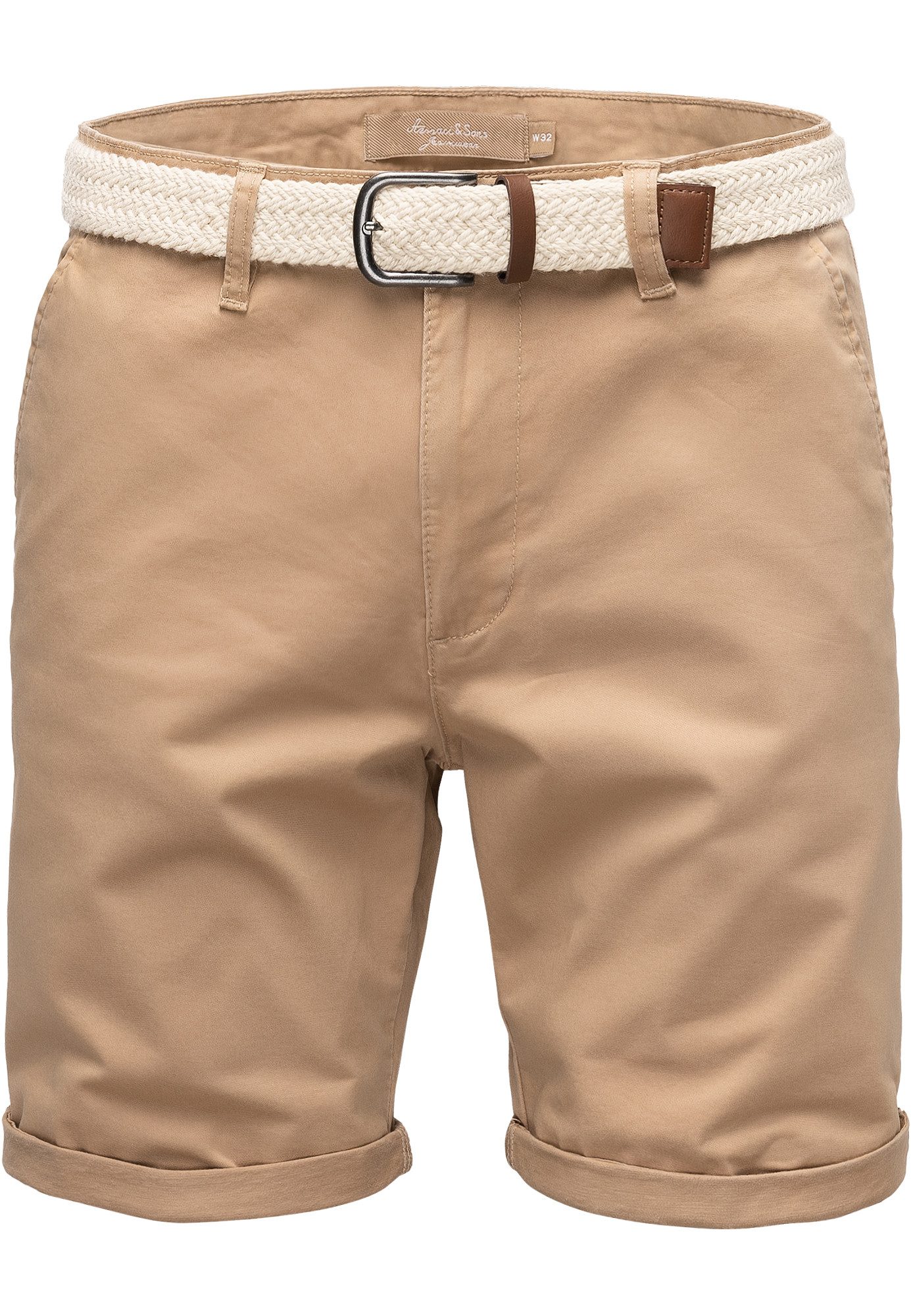 Amaci&Sons Chinoshorts BERWYN Chinoshort inkl. Gürtel Herren Bermuda Short Hose Regular Fit inkl. Gürtel