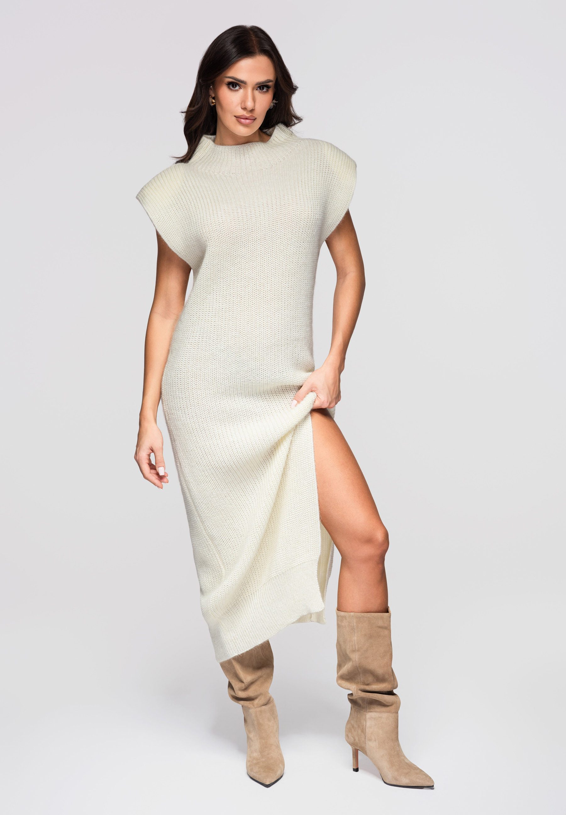 OMBRE Strickkleid Strickkleid mit Schlitz