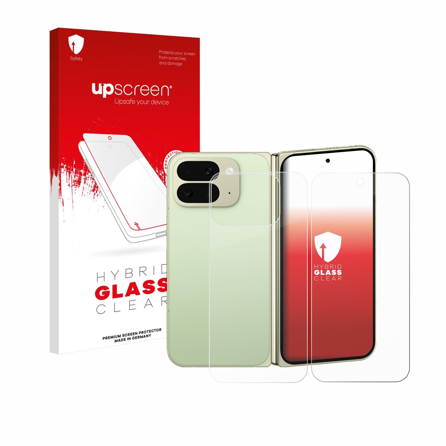 upscreen Displayschutzglas Folie für Google Pixel 10 Pro Fold (Display+Rückseite), Schutzfolie Glas Panzer Display Schutz klar