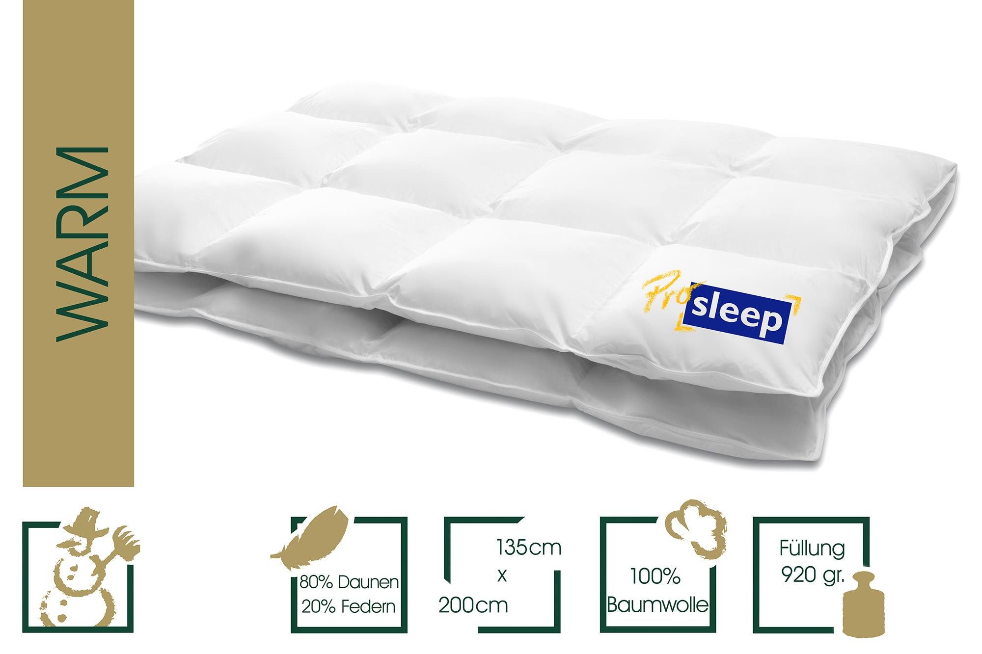HANSKRUCHEN Daunenbettdecke Hanskruchen Daunendecke Pro Sleep Warm 135 x 200 cm, Bezug: 100% Baumwolle