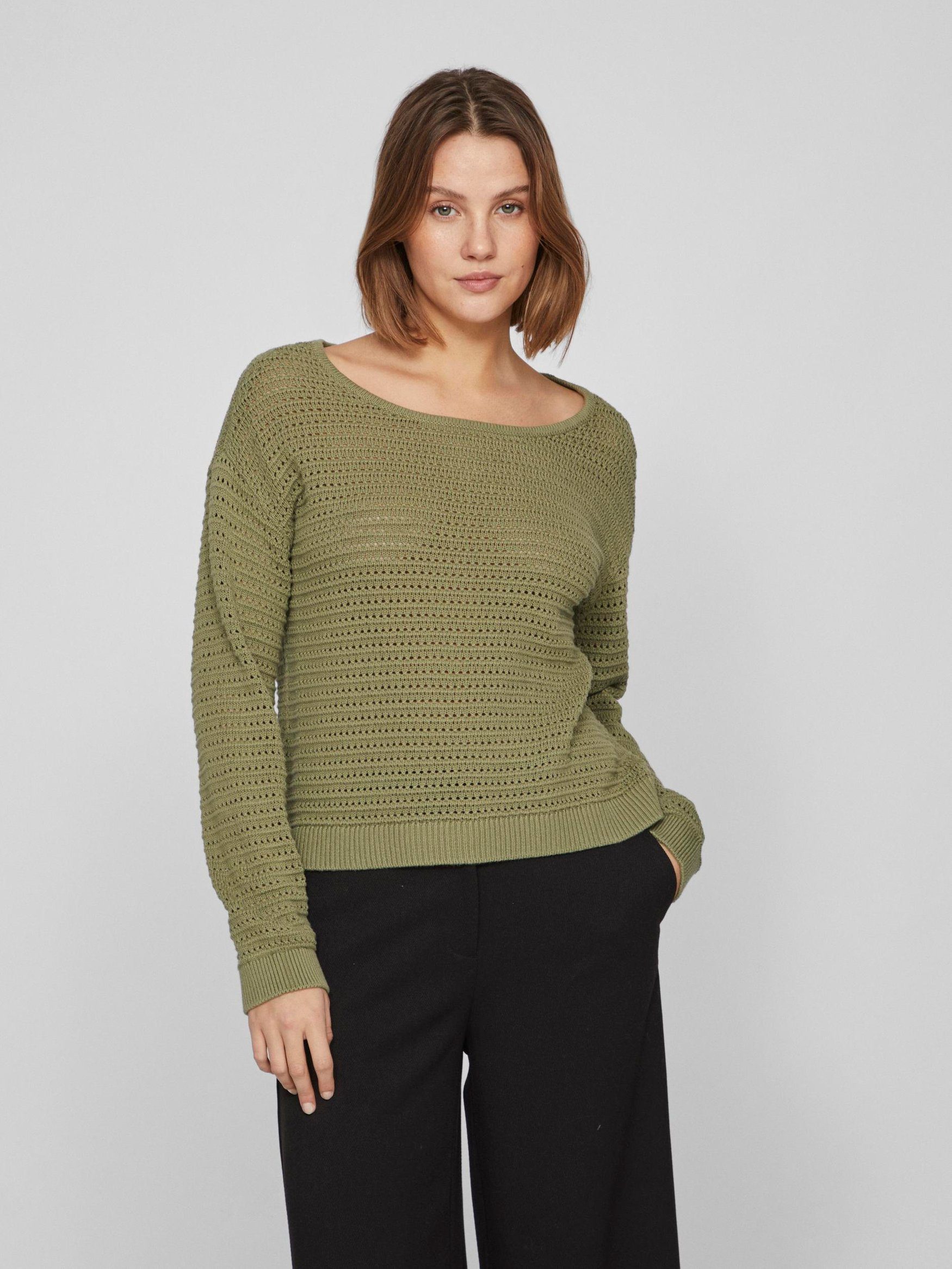 Vila Вязаные свитера Legerer Вязаные свитера Transparent Feinstrick Sweater 6924 in Grün