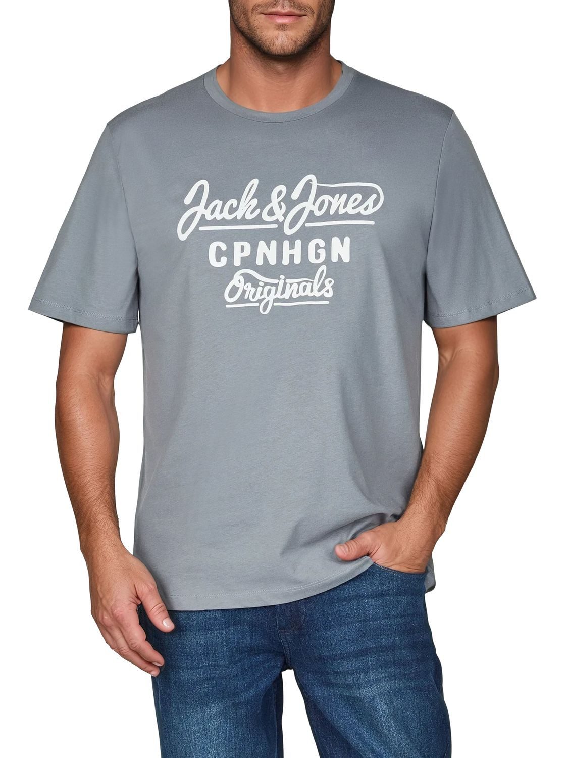 Jack & Jones T-Shirt Herren Logoprintshirt JJLINO Regualar Fit (4-tlg) Kurzarm Tee Shirt mit Rundhalsausschnitt aus 100% Baumwolle