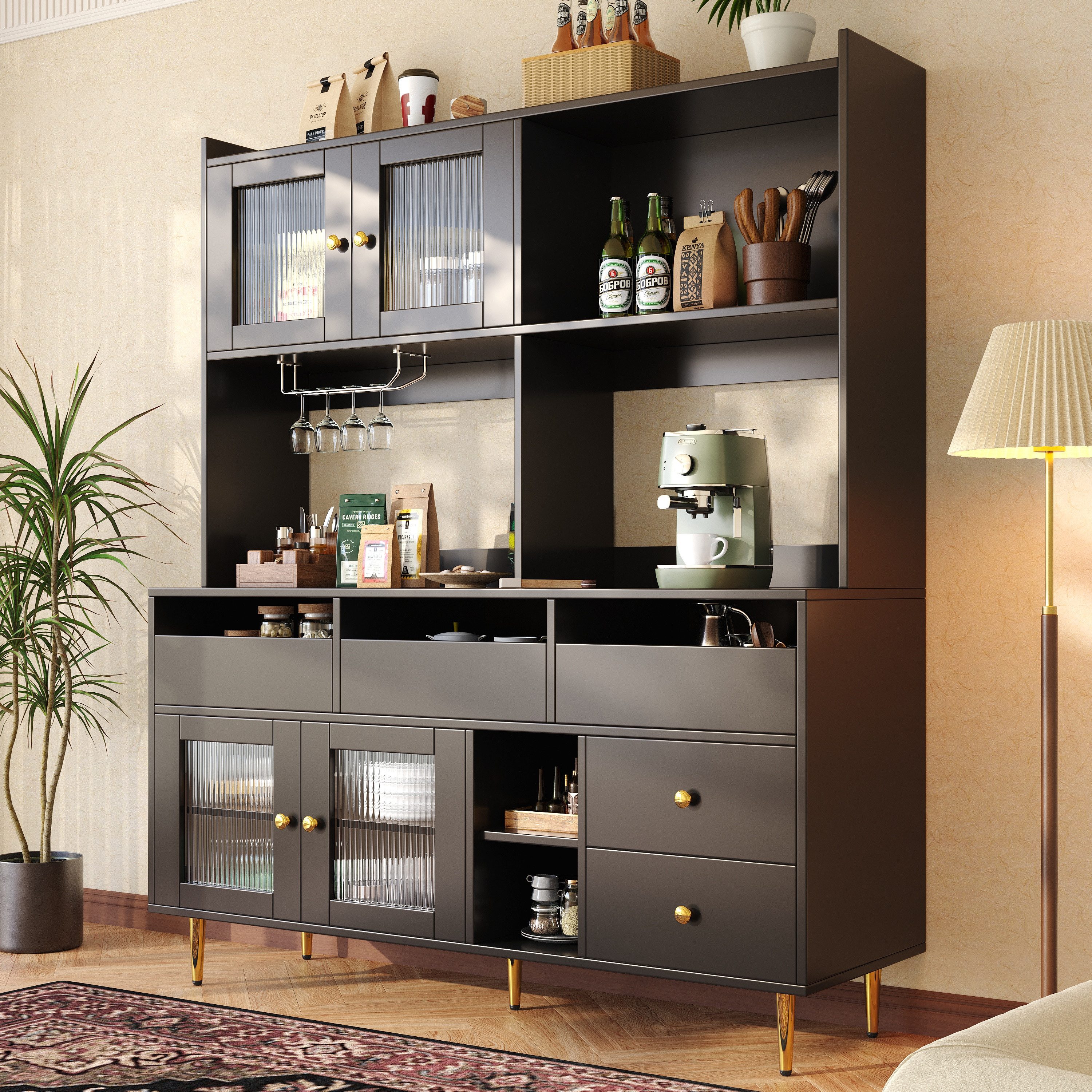 Celya Hochschrank Restaurant-Hochschrank,Glastür, Weinglasregal,mehrschicht günstig online kaufen