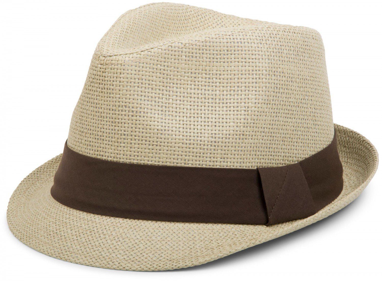 styleBREAKER Trilby (1-St) Trilby Hut mit farbigem Zierband Sand / Dunkelbraun