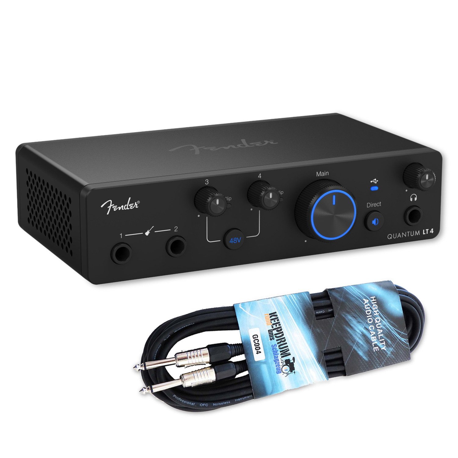 Fender Fender Audio-Interface Quantum LT 4 4-Kanal mit Kabel Digitales Aufnahmegerät (Vorteils-Set mit Klinkenkabel)