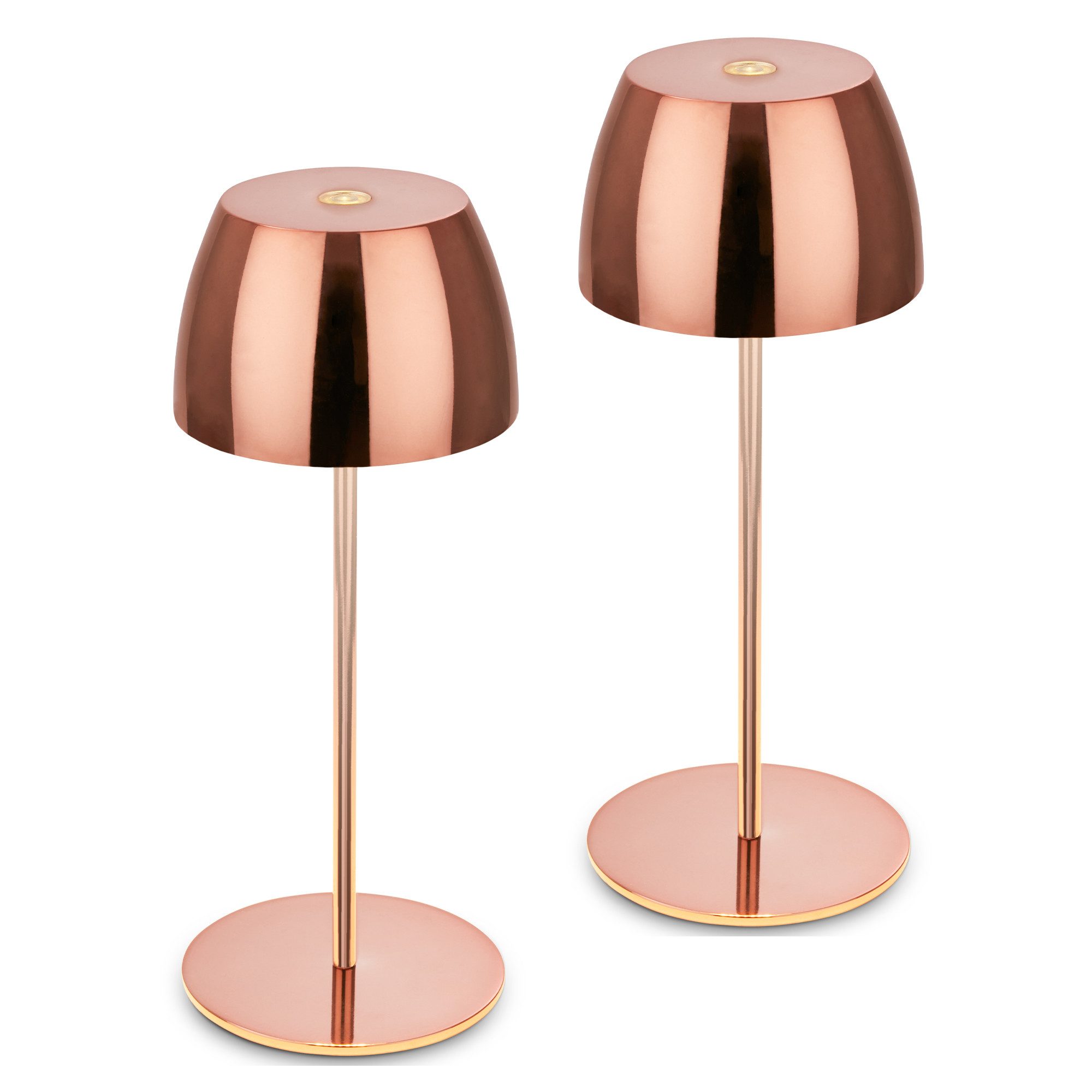 Briloner Leuchten LED Außen-Tischleuchte SERINA MINI, Dimmfunktion, LED fest integriert, Warmweiß, kabellos 20 x 8 cm Kupferfarbig 2,5W Wohnzimmer Schlafzimmer 2er-Set
