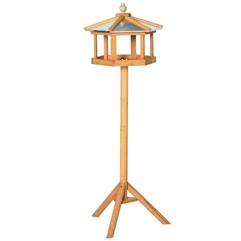 PawHut Vogelhaus Vogelvilla Futterhaus Vogelhäuschen mit Ständer und Zinkdach, Ø 40 x H113 cm