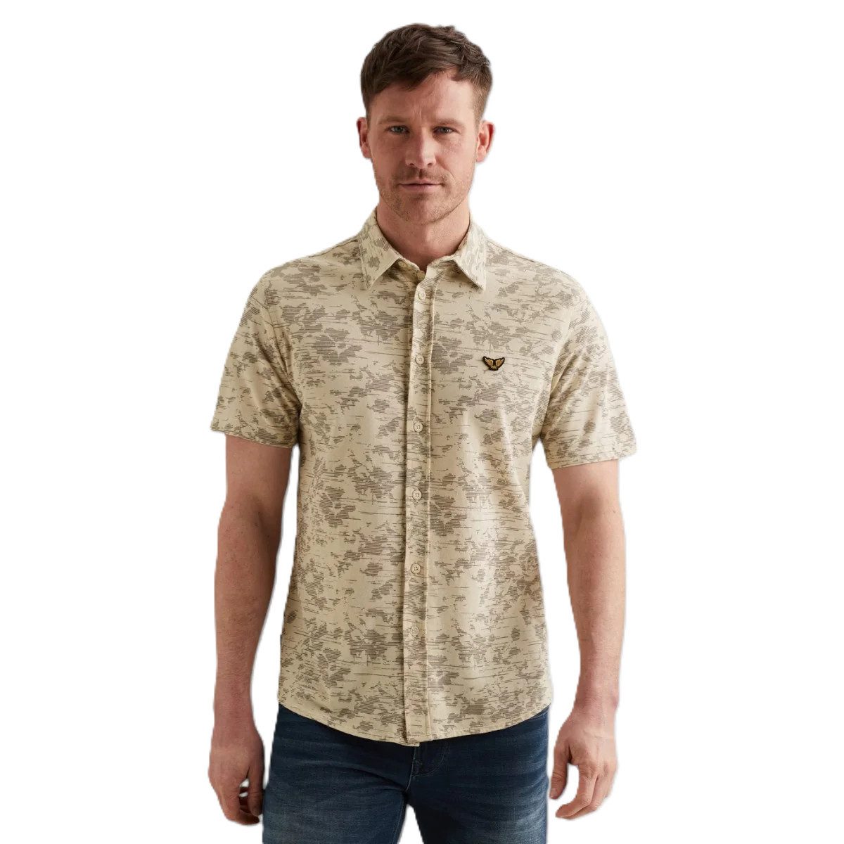 Kurzarmhemd - Shirt Aop On Jersey Pique - Freizeithemd Herren mit All over Print