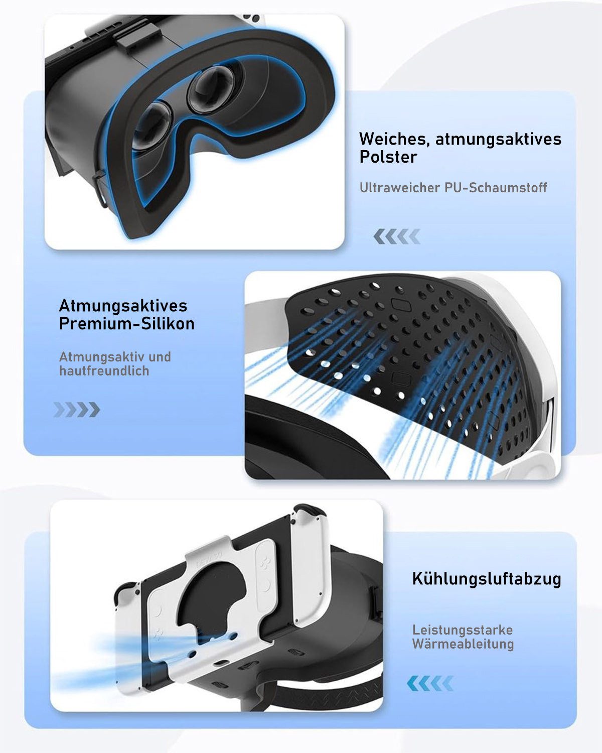 KINSI VR Kopfgurt Zubehör für Switch OLED, verstellbar, 3D Hochauflösung Virtual-Reality-Helm (Verstellbare Gläser, verstellbares Kopfband) – Bild 5 von 5