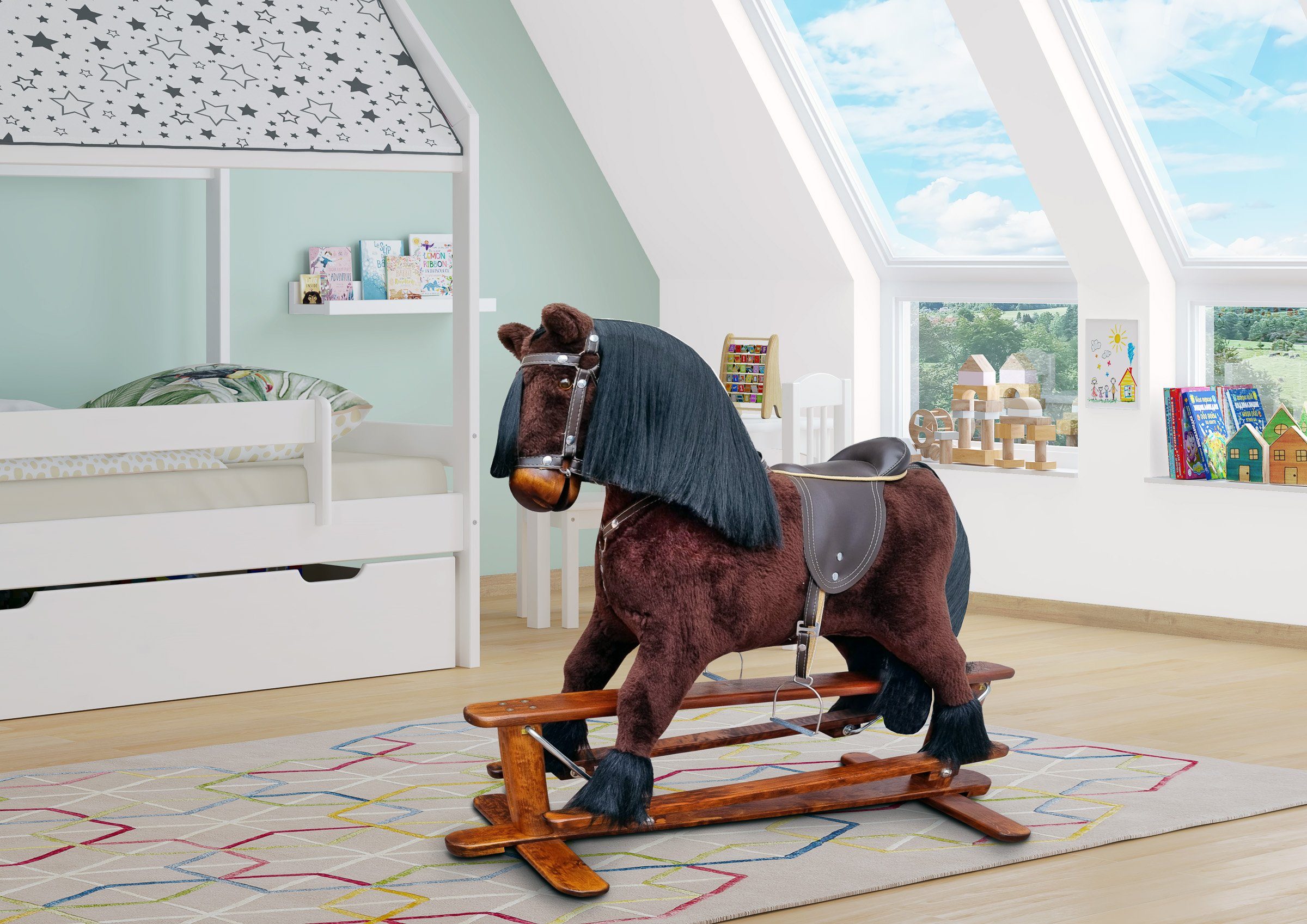 ERST-HOLZ Reitpferd Klassisches braunes Schaukelpferd mit günstig online kaufen