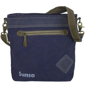 Sunsa Umhängetasche Blaue Canvas Tasche mit Fronttasche und Stifthalter Taschen. Umhängetasche in Vintage Retro design., mit abnehmbaren Schulterriemen