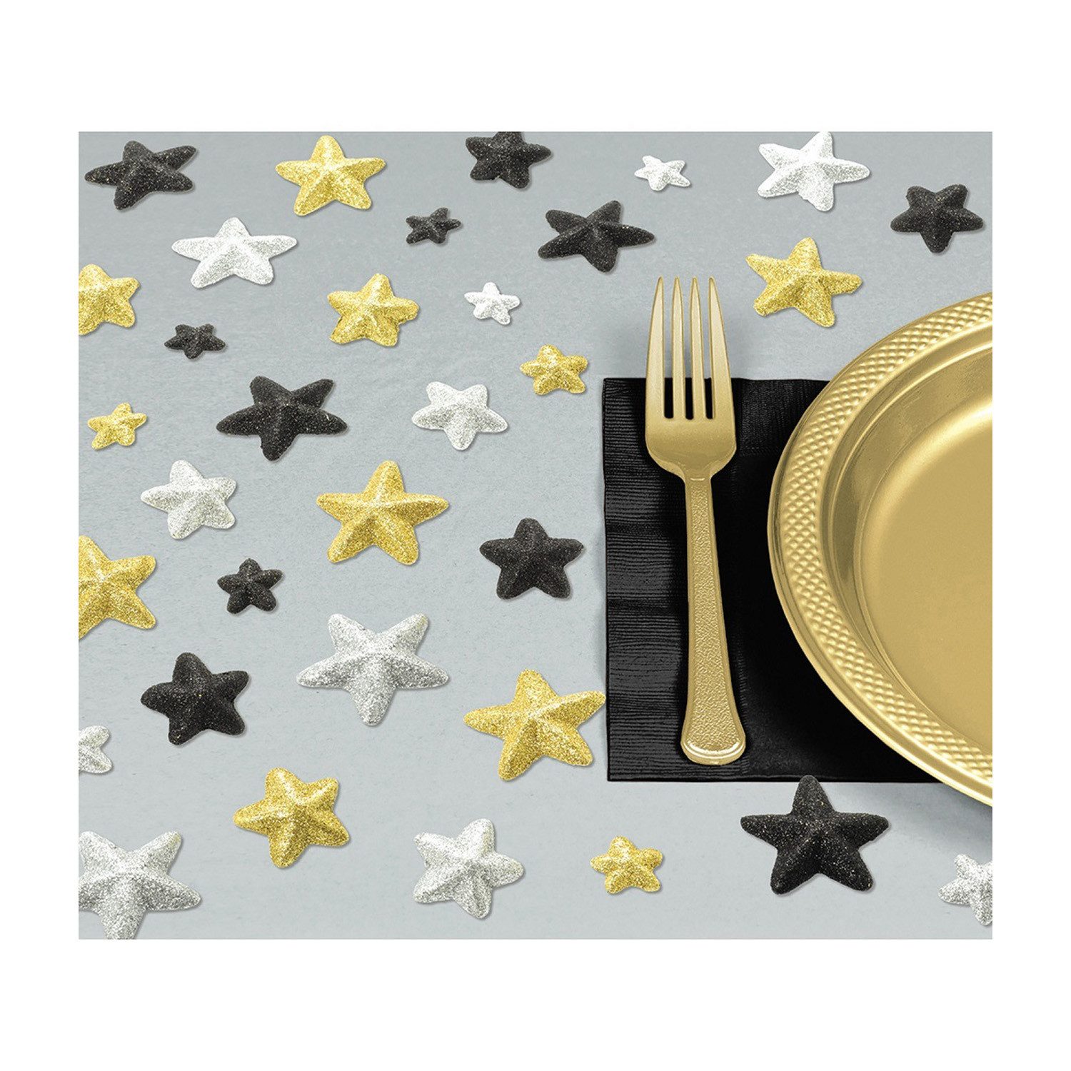 Amscan Papierstern Streudeko Sterne 'Glitz & Glam' - Gold Schwarz Sil