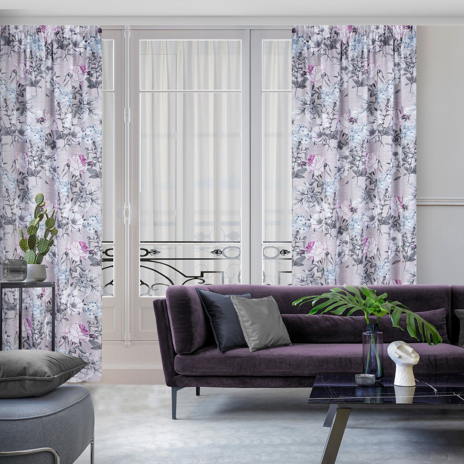 Eurofirany Gardine Landhaus Gardinen mit Blumenmuster günstig online kaufen