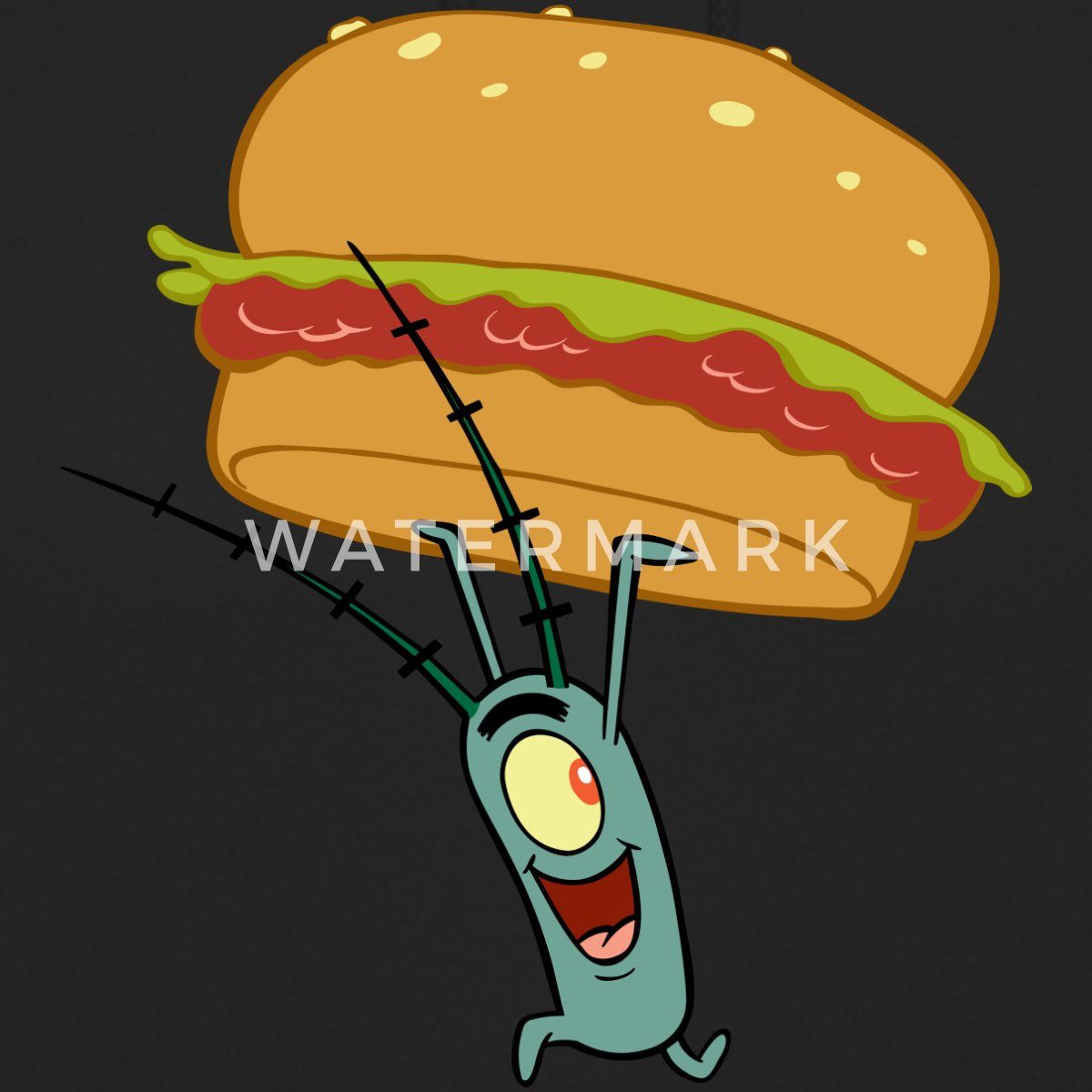 Spreadshirt Hoodie Spongebob Schwammkopf Plankton Mit Hamburger Unisex Hoodie (1-tlg)