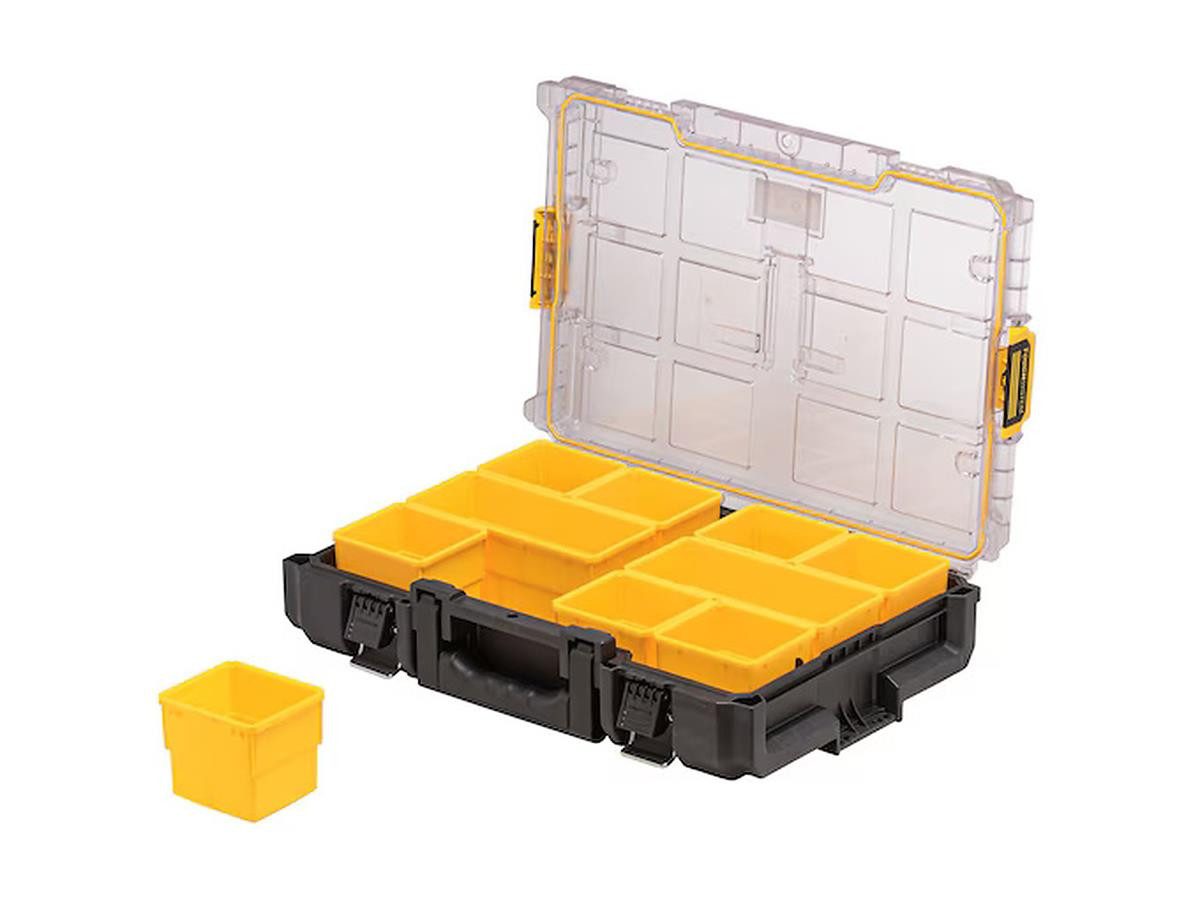 DeWalt Aufbewahrungsbox ToughSystem 1.0 DS100 (11 St), 10 Behälter, IP65, Metallscharniere