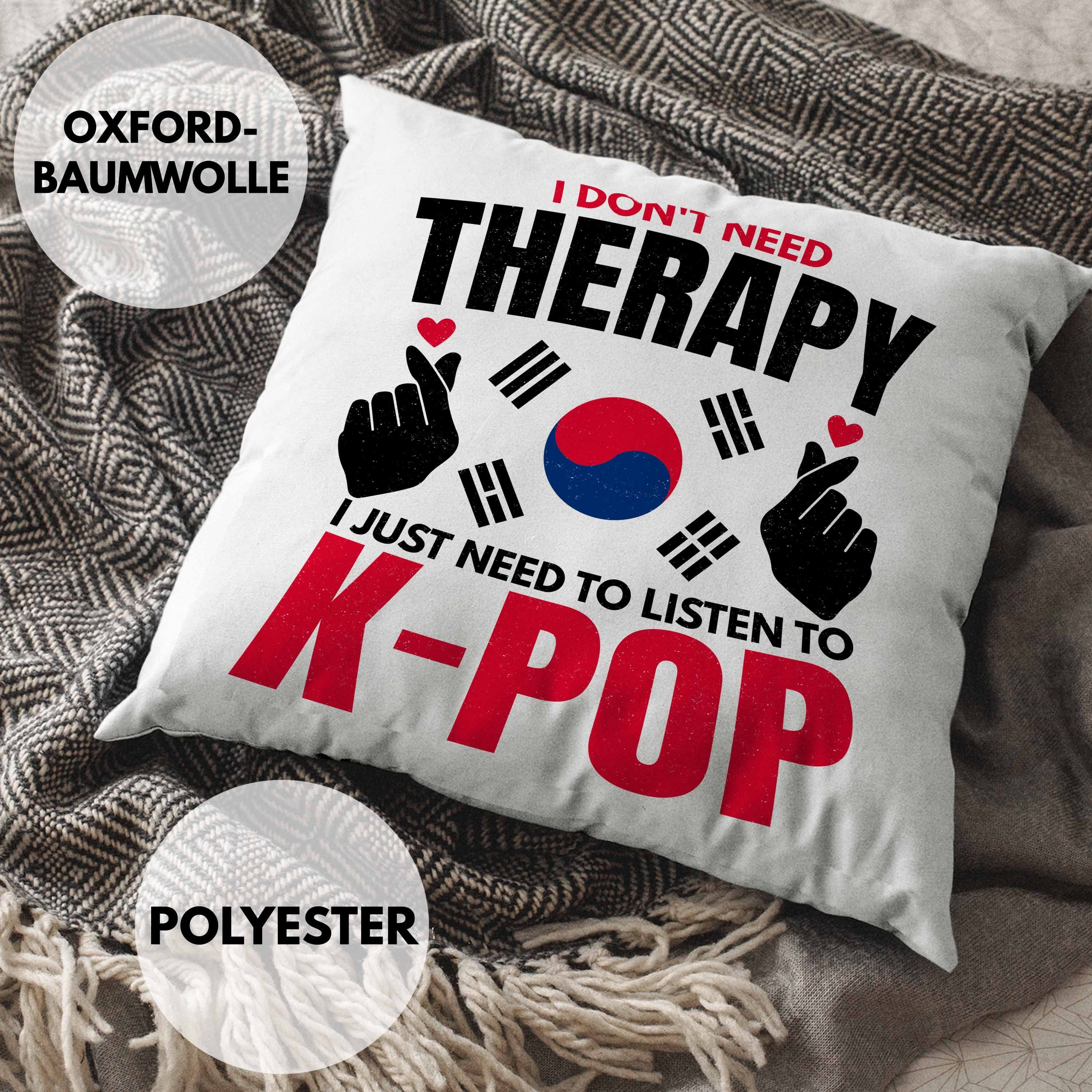 K-Pop Geschenk Kissen Spruch Dekokissen Trendation Geschenkidee Koreal Füllung - Kpop Grau 40x40 Südkorea Trendation Style Dekokissen mit