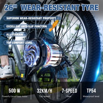 RCB TECH E-Bike für Pendler, 26-Zoll-Elektrofahrrad, 250W, 36V 12AH Lithiumbatterie