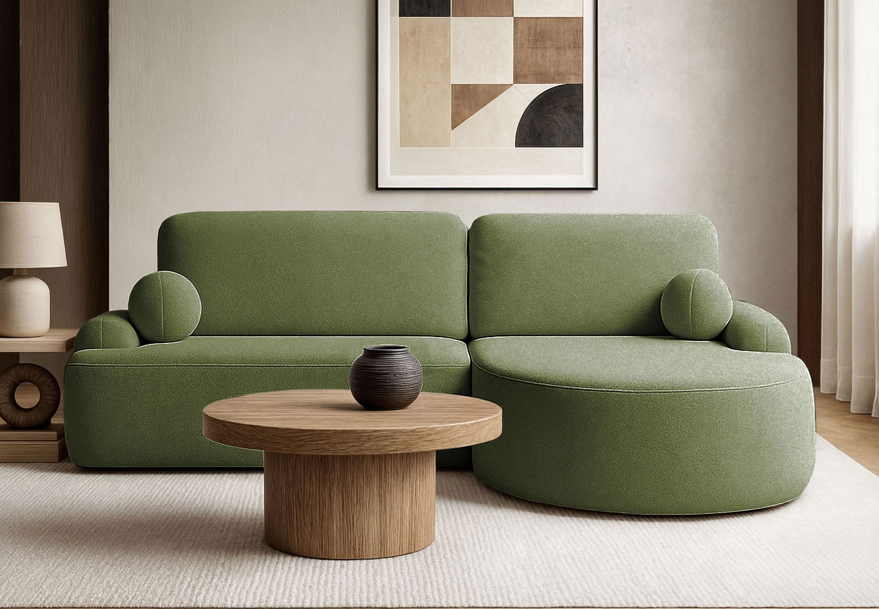Lookway Ecksofa CLEO Rundes Ecksofa mit Schlaffunktion und Bettkasten, mit Bettfunktion und Bettkasten