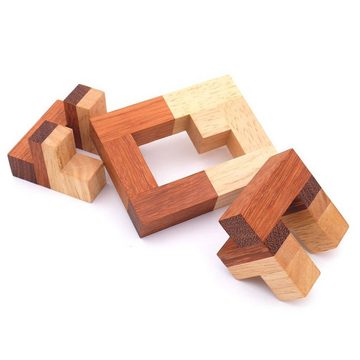 ROMBOL Denkspiele Spiel, Knobelspiel T-one - edles, schwieriges Interlockingpuzzle aus Holz, Holzspiel
