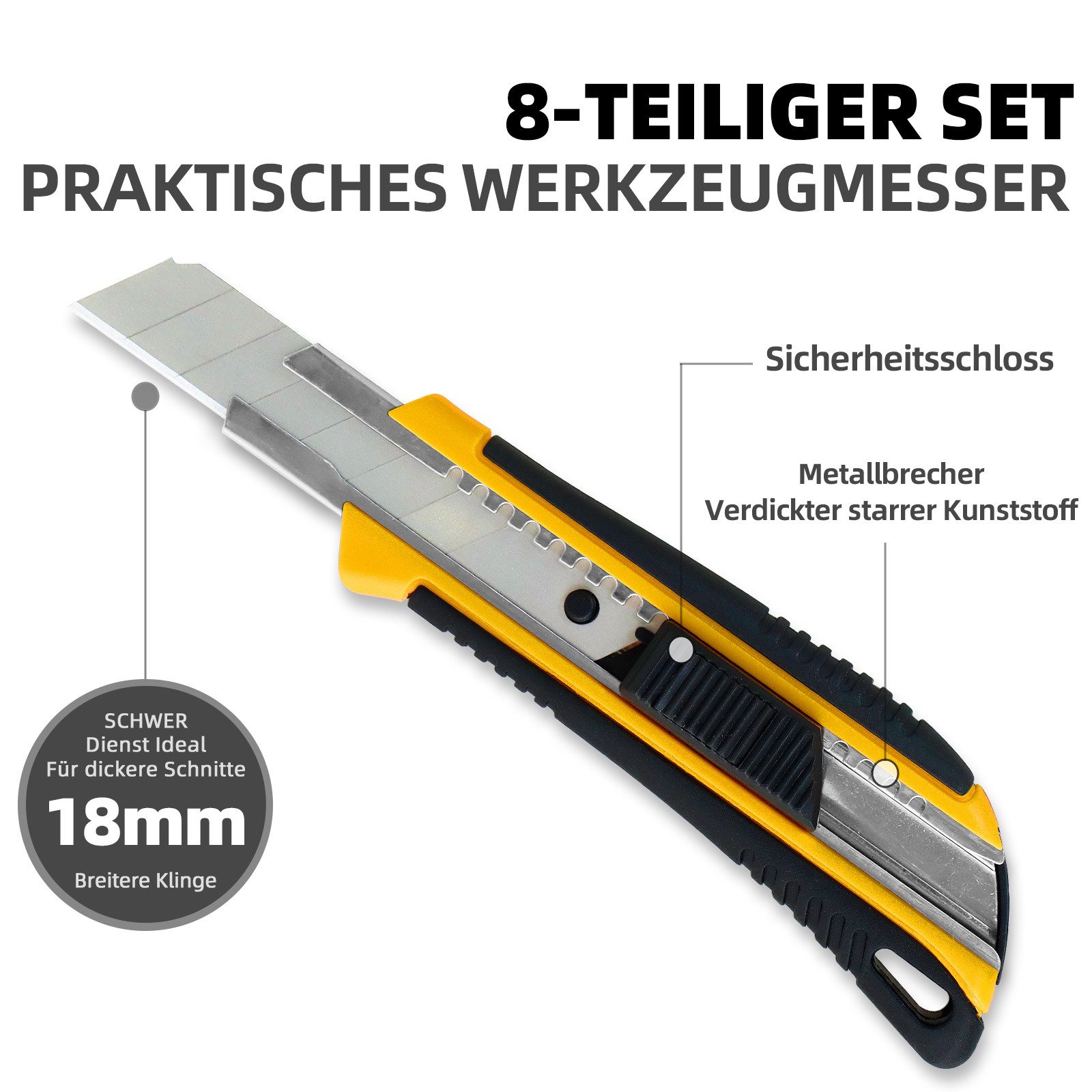 CCLIFE Cuttermesser 8 Stück Cuttermesser 18mm, günstig online kaufen