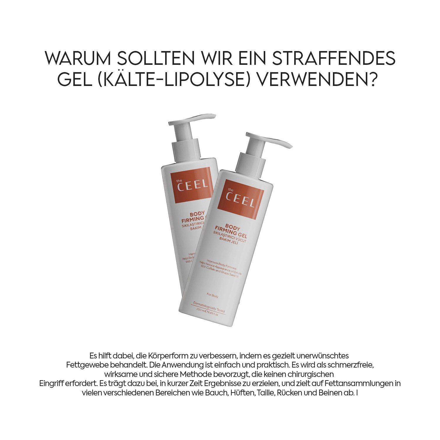 THE CEEL Straffungspflege Straffendes Körperpflege Gel-250 ml Koffein Traubenkernöl Vitamin E