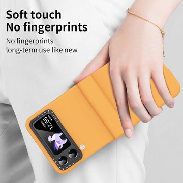 Wigento Handyhülle Für Samsung Galaxy Z Flip4 Handyhülle Orange Schutz Cover Handy Tasche