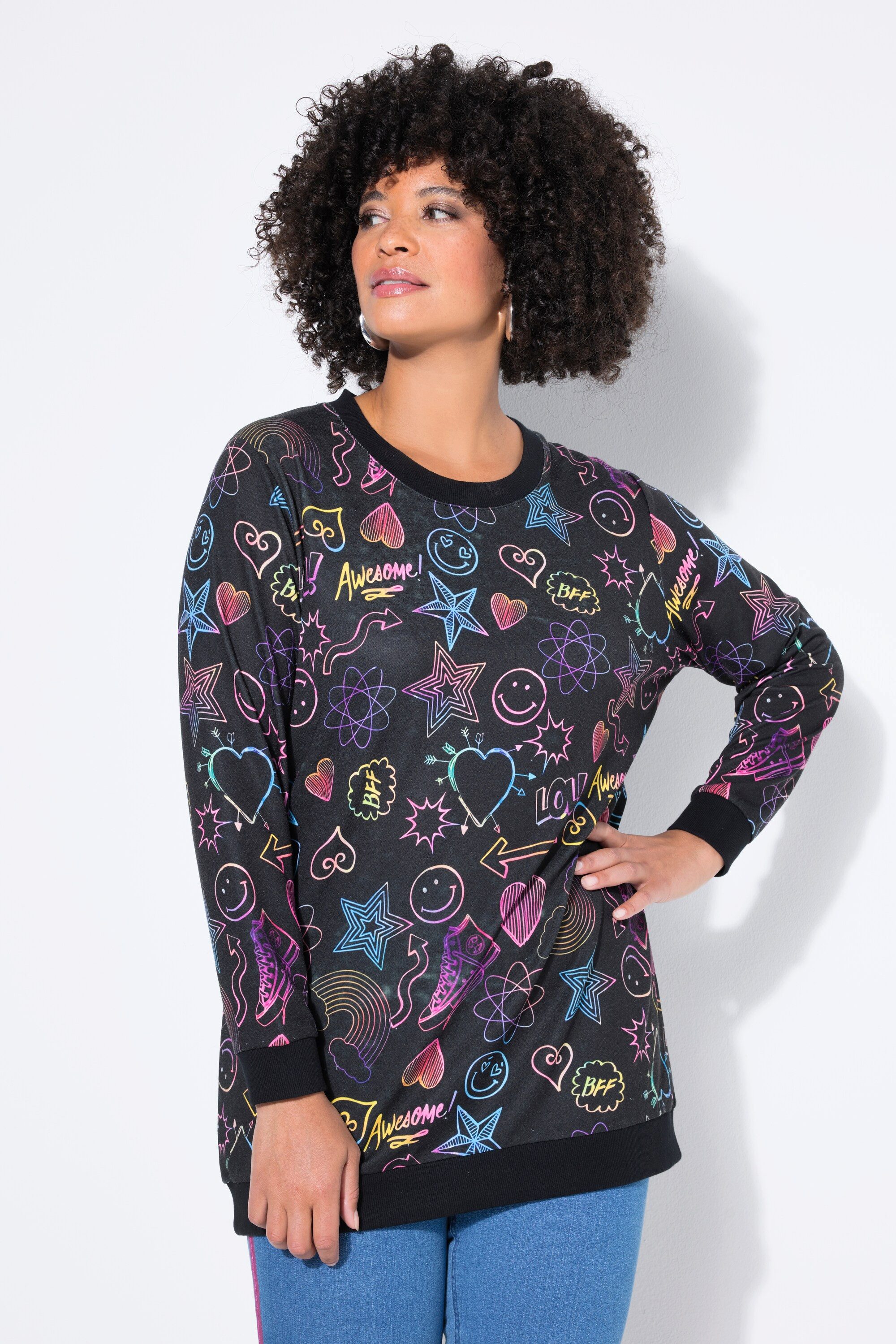 Angel of Style Sweatshirt Sweatshirt bequeme Passform Comic-Muster