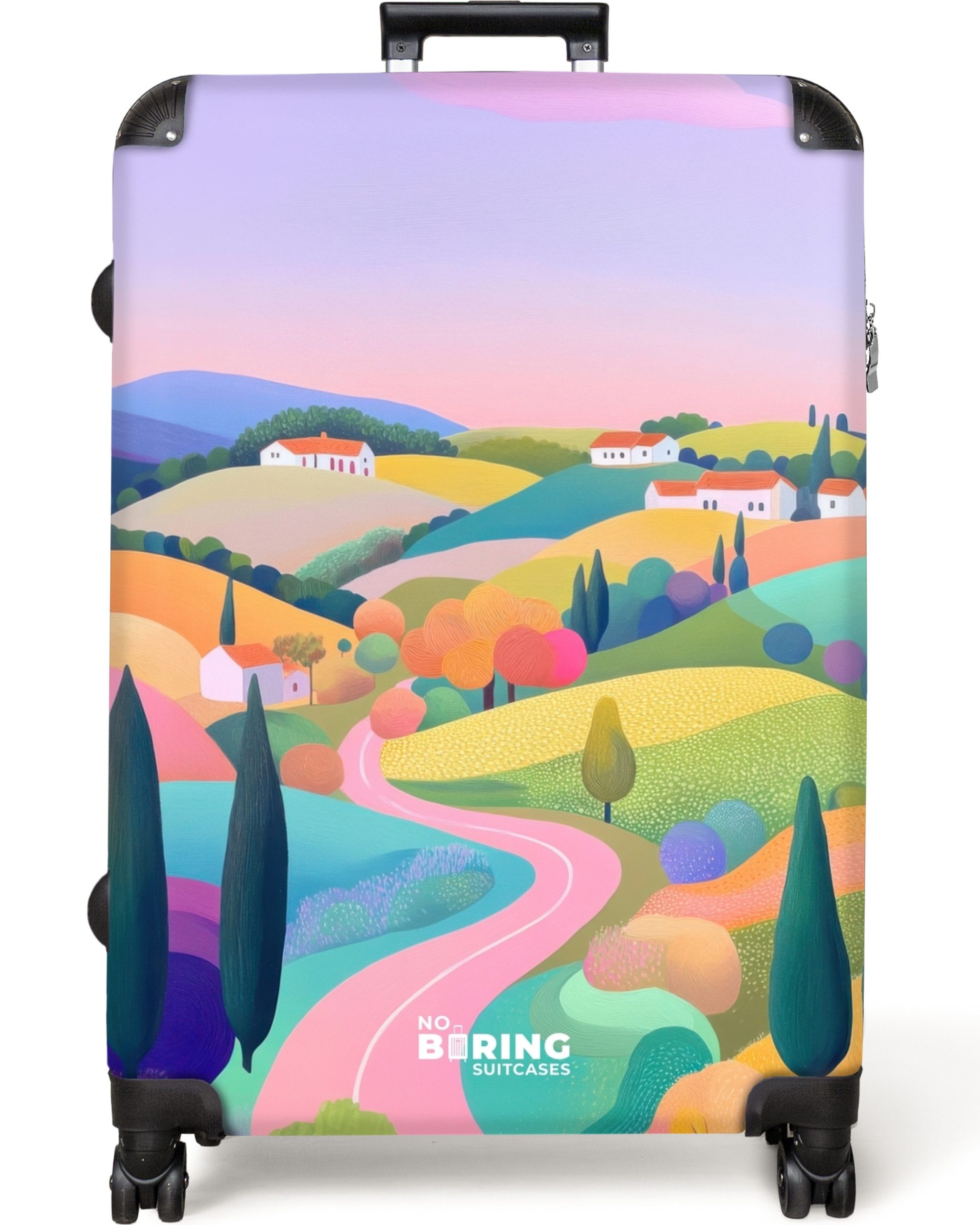 NoBoringSuitcases.com© Hartschalen-Trolley Hügellandschaft mit Pastellfarbe günstig online kaufen